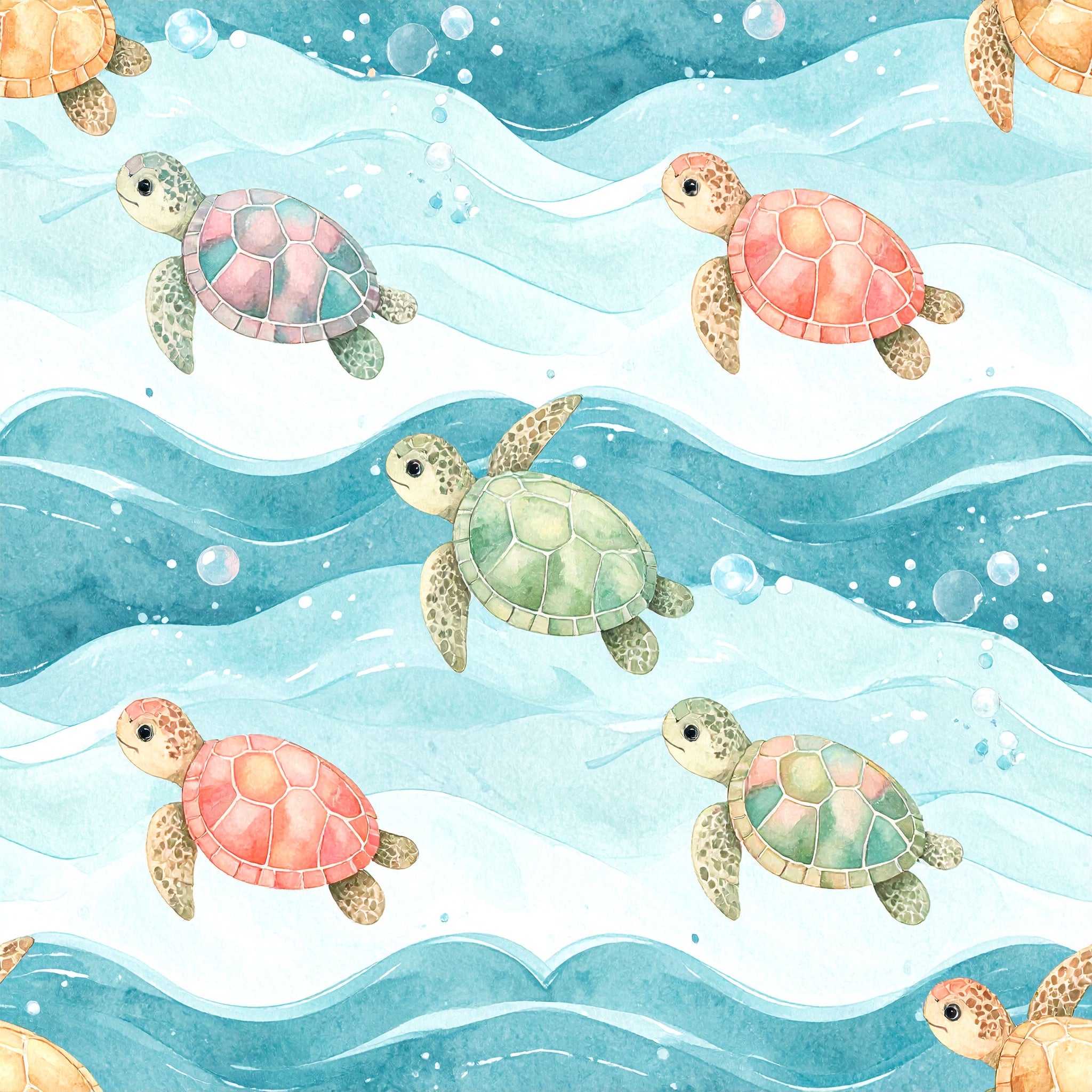 Baby Sea Turtle Swim Wallpaper Peel and Stick Wallpaper | Accent Haus