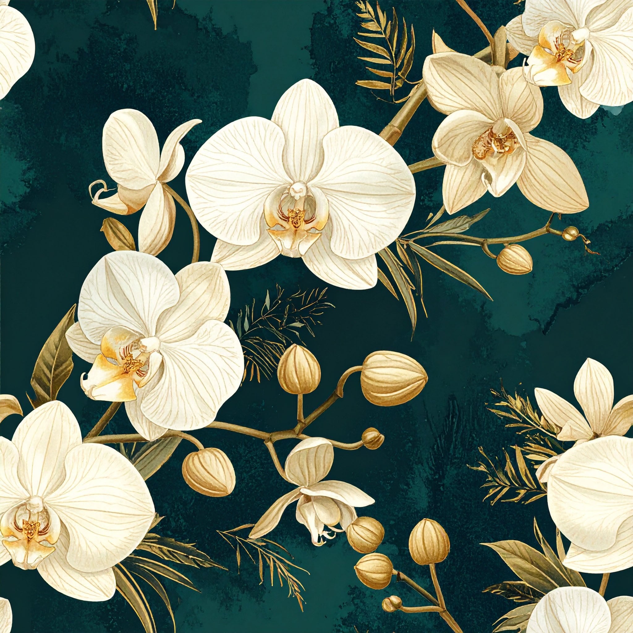 Golden Orchid Symphony Wallpaper Peel and Stick Wallpaper | Accent Haus