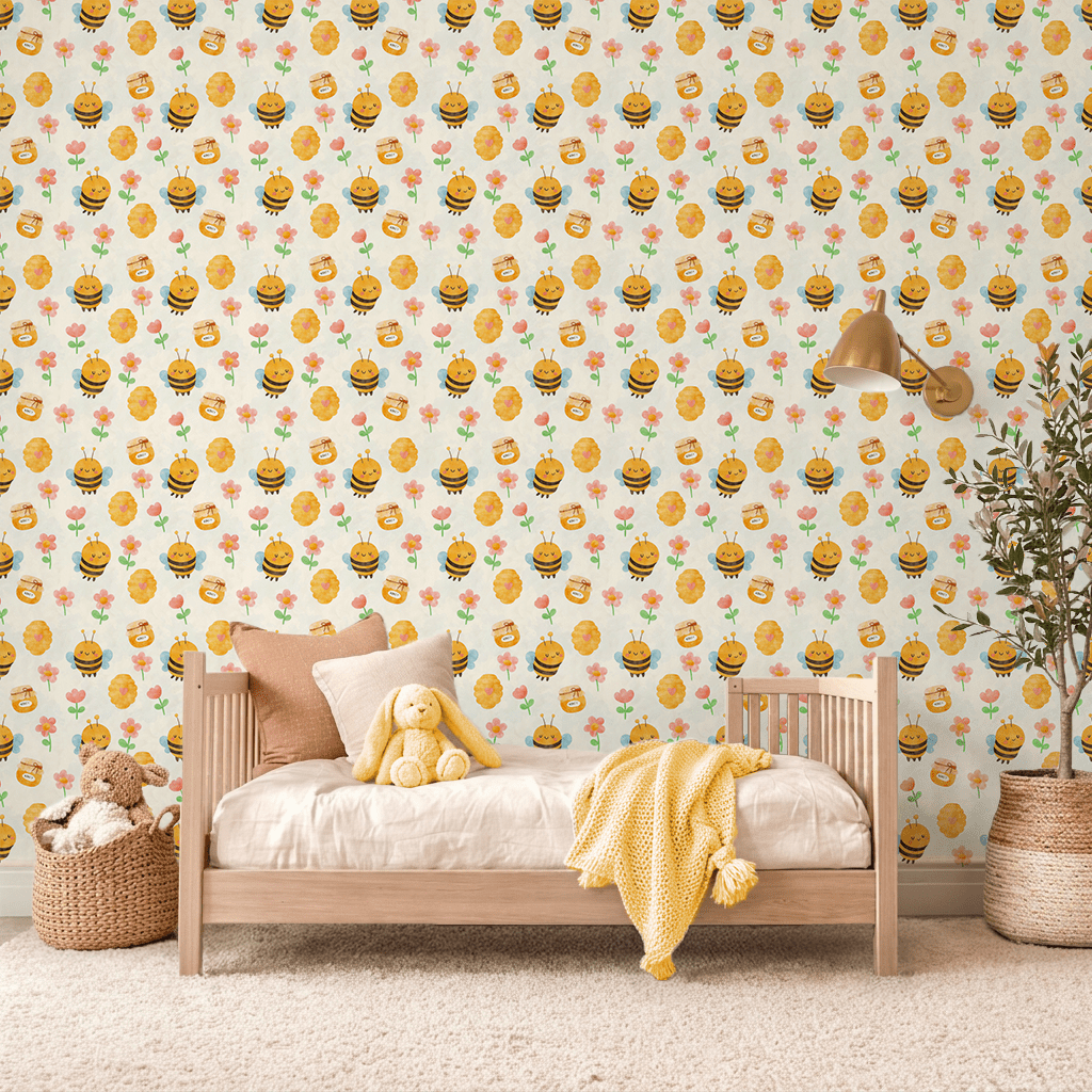 Honey bees Wallpaper Wallpaper Peel and Stick Wallpaper | Accent Haus