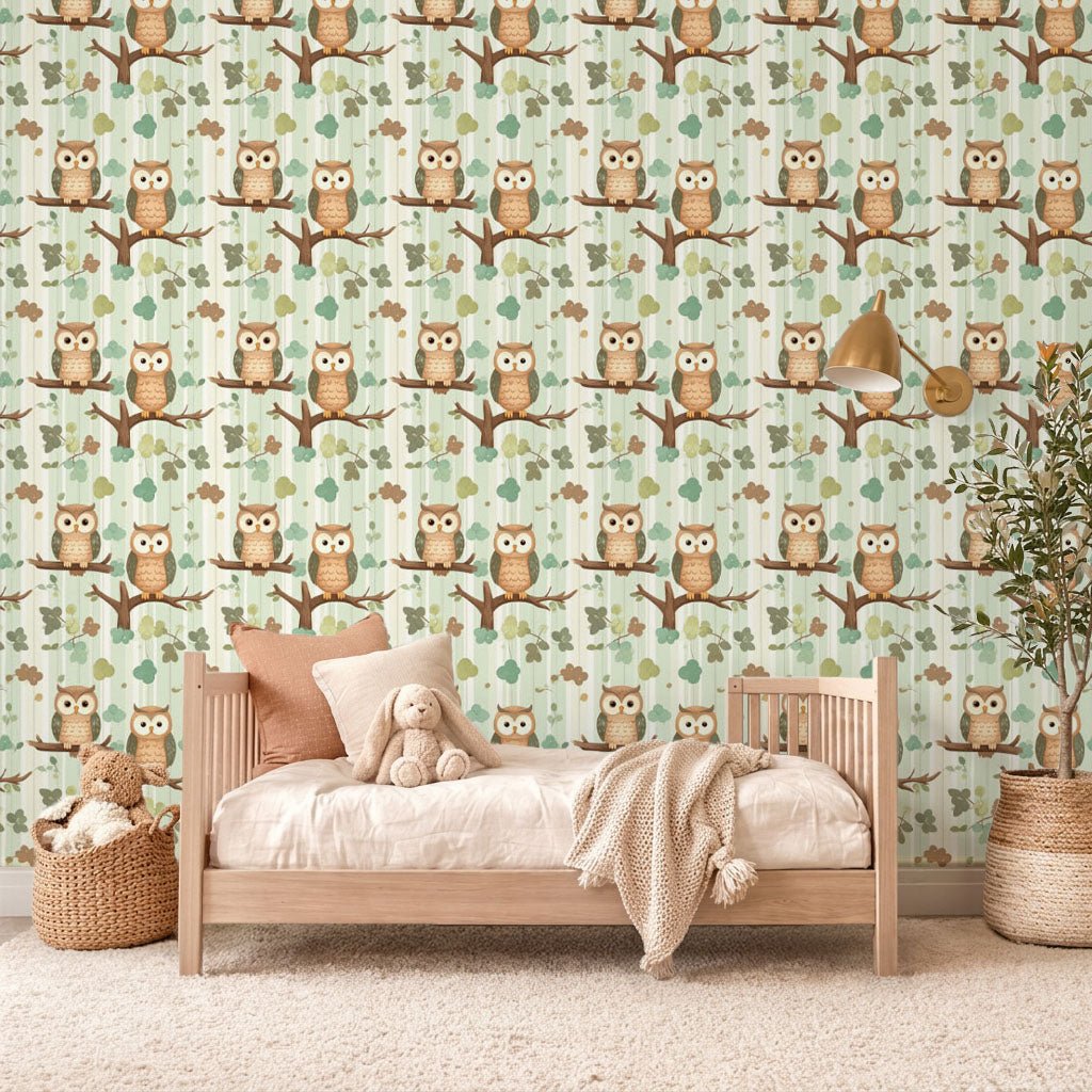 Owl Tree Friends Wallpaper Peel and Stick Wallpaper | Accent Haus