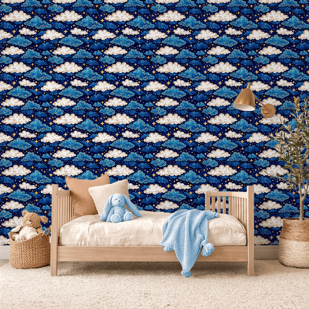 Golden Crescent Clouds Wallpaper Peel and Stick Wallpaper | Accent Haus