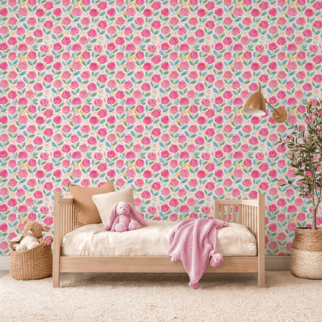 Crayon Petal Parade Wallpaper Peel and Stick Wallpaper | Accent Haus