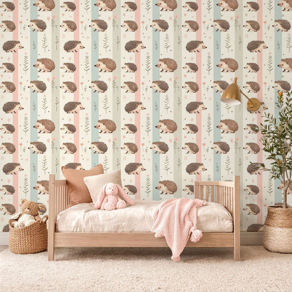 Hedgehog Flower Walk Wallpaper Peel and Stick Wallpaper | Accent Haus