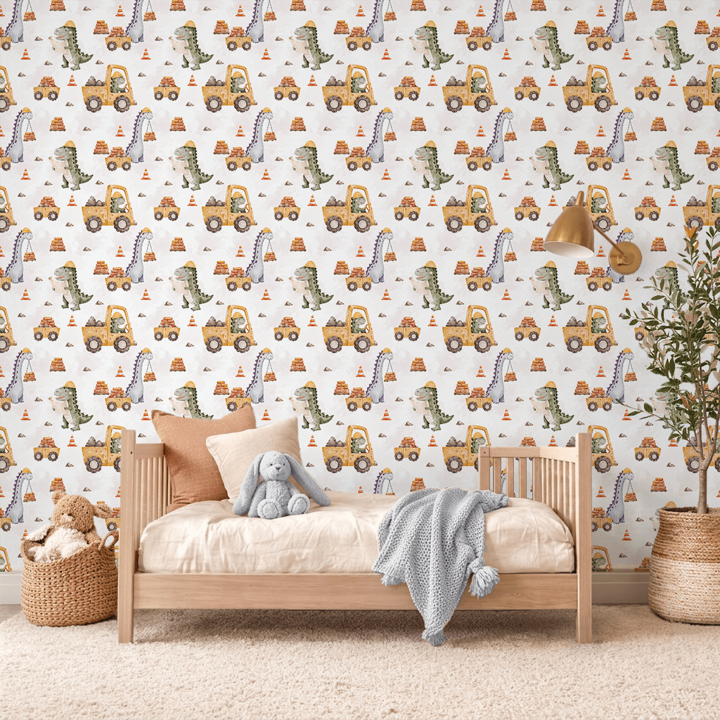 Dino Builders Wallpaper Peel and Stick Wallpaper | Accent Haus