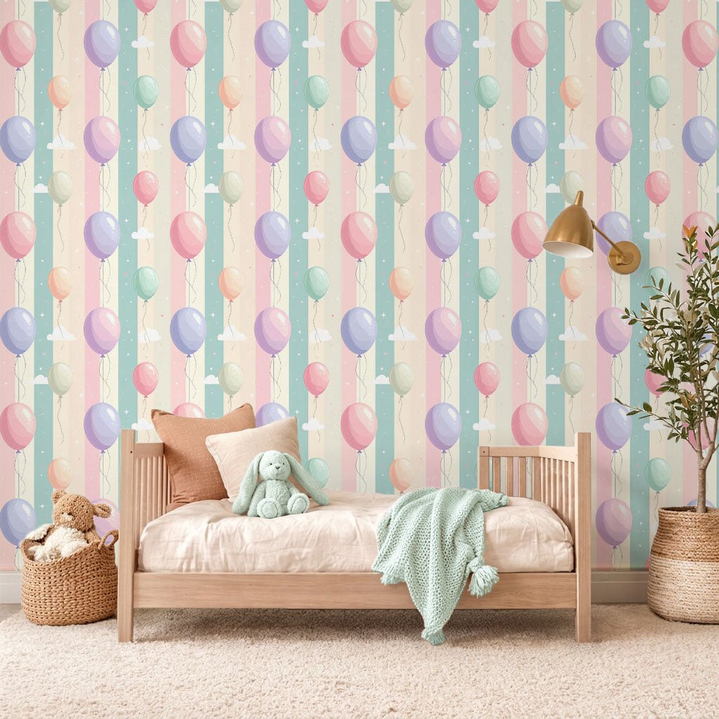 Floating Balloon Parade Wallpaper Peel and Stick Wallpaper | Accent Haus