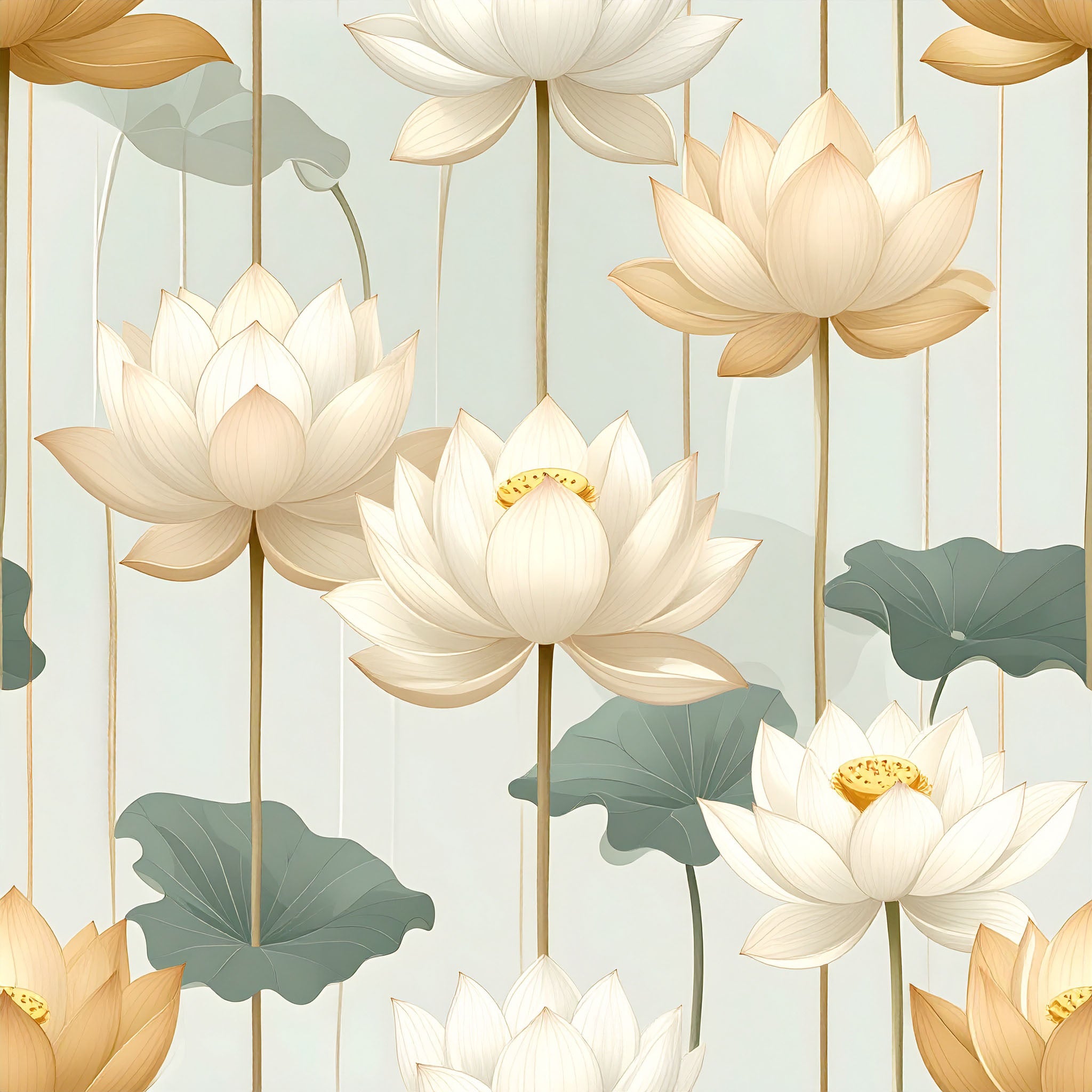 Gilded Stem Lotus Wallpaper Peel and Stick Wallpaper | Accent Haus