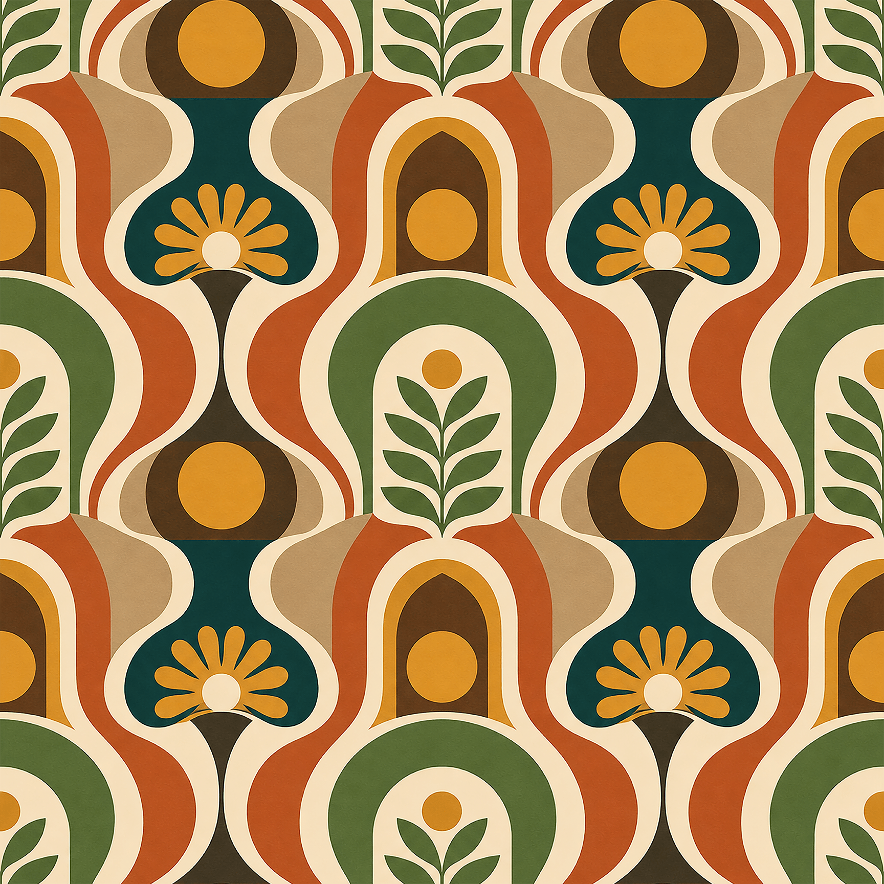 Retro 70s Curves Wallpaper Peel and Stick Wallpaper | Accent Haus