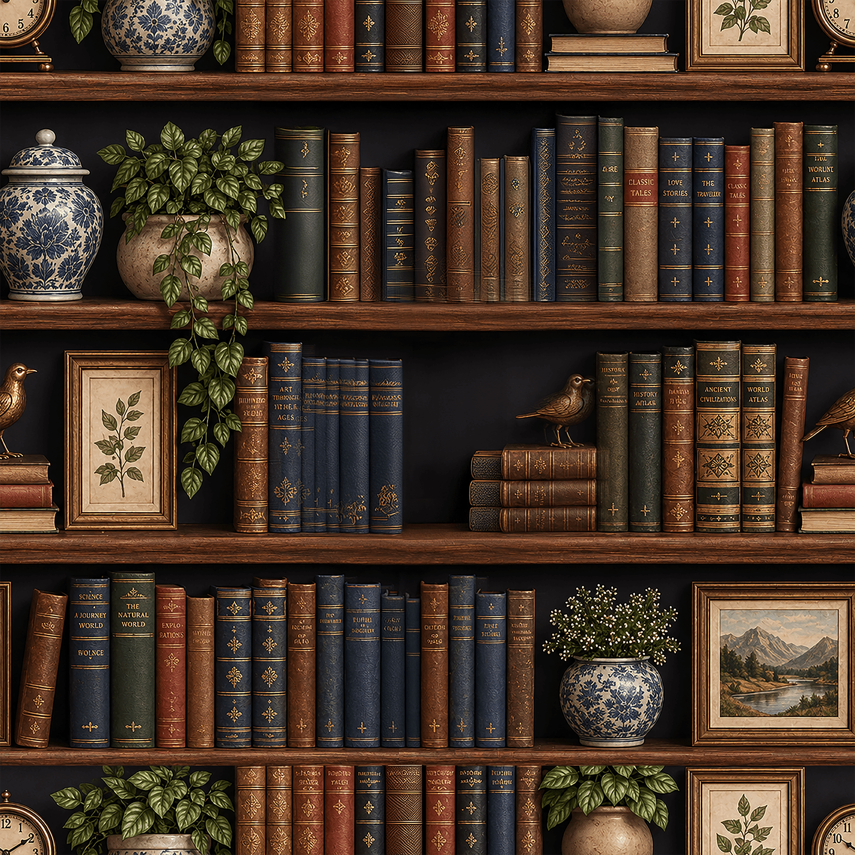 Vintage Library Shelves Wallpaper Peel and Stick Wallpaper | Accent Haus