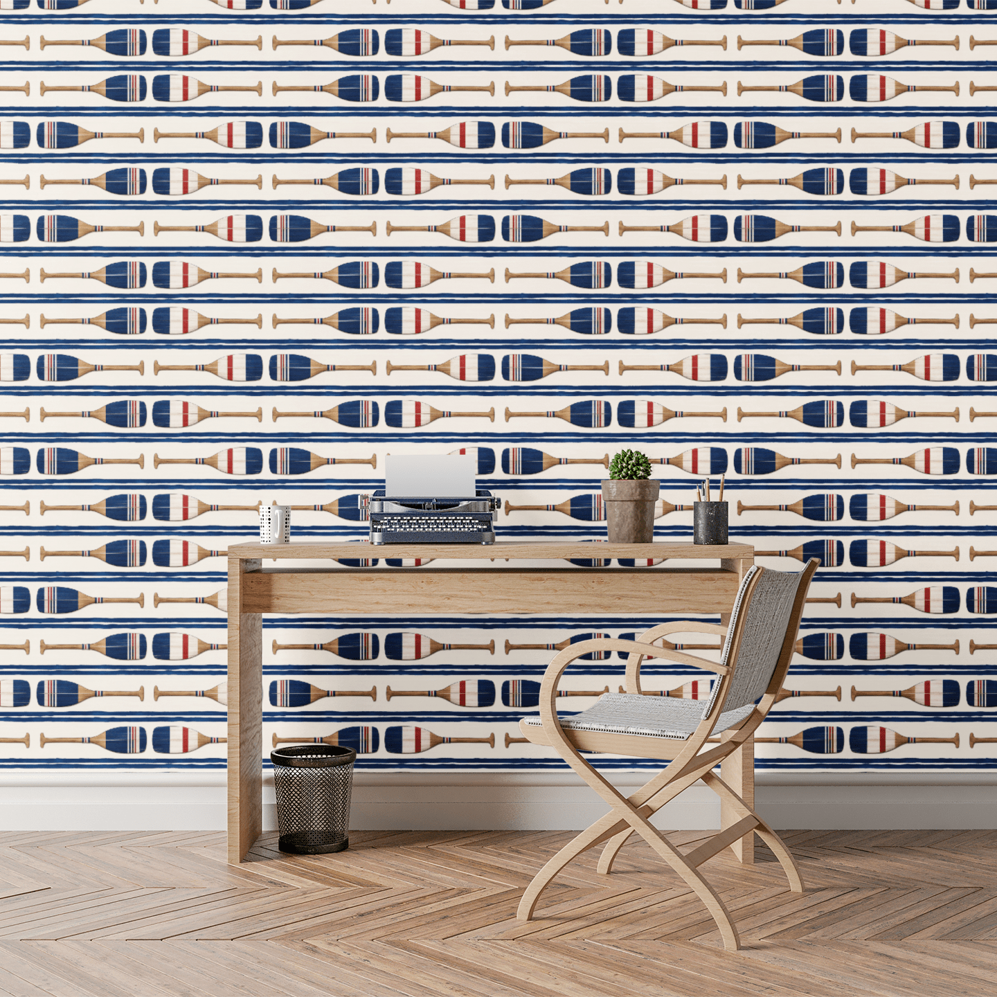 Lakeview Oars Stripe Wallpaper Peel and Stick Wallpaper | Accent Haus