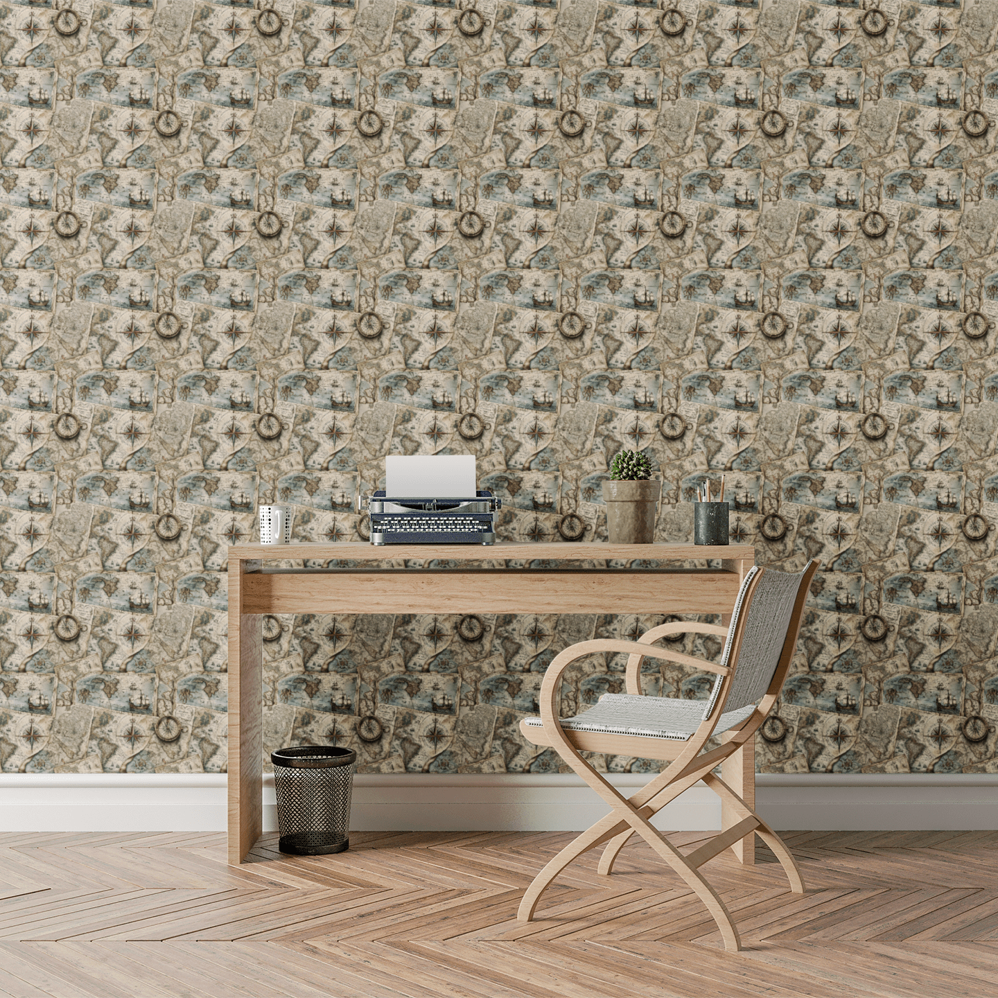 Vintage Map Collage Wallpaper Peel and Stick Wallpaper | Accent Haus