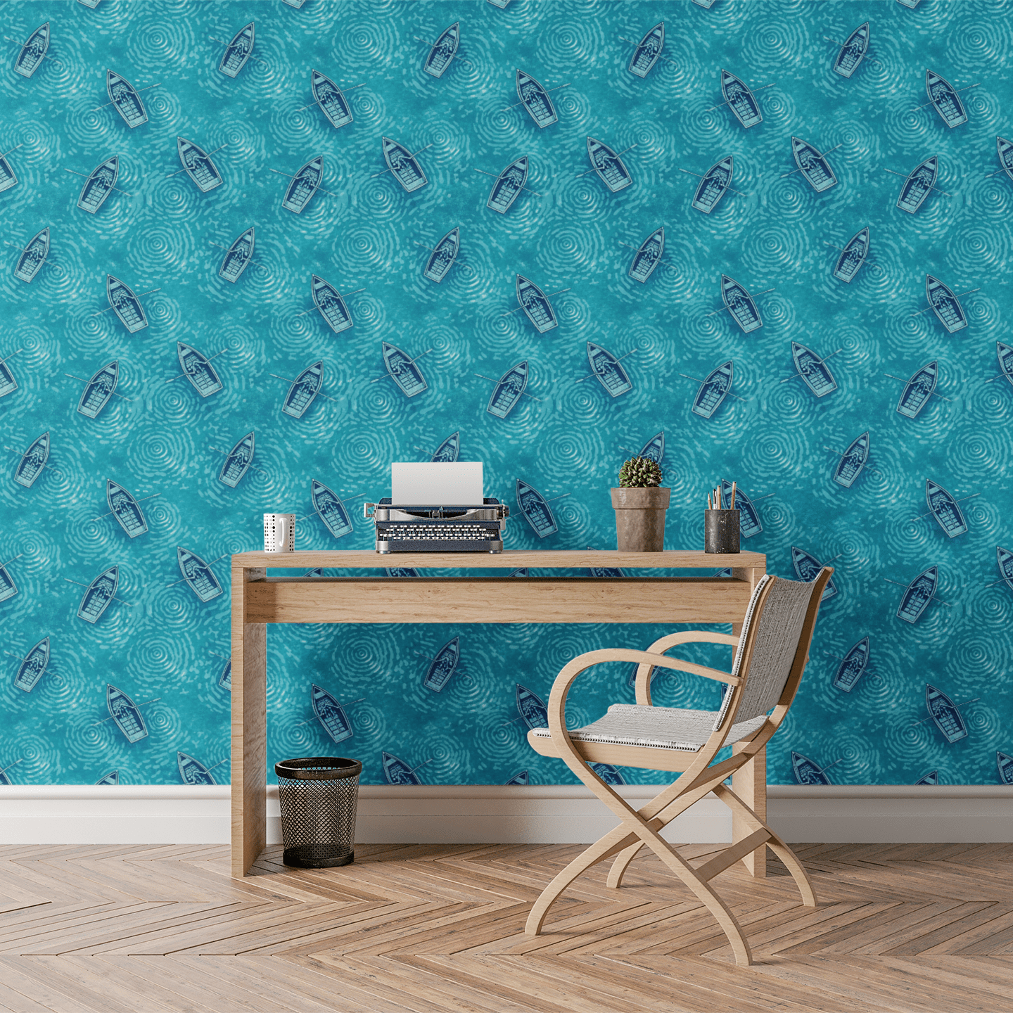 Oars on Blue Wallpaper Peel and Stick Wallpaper | Accent Haus