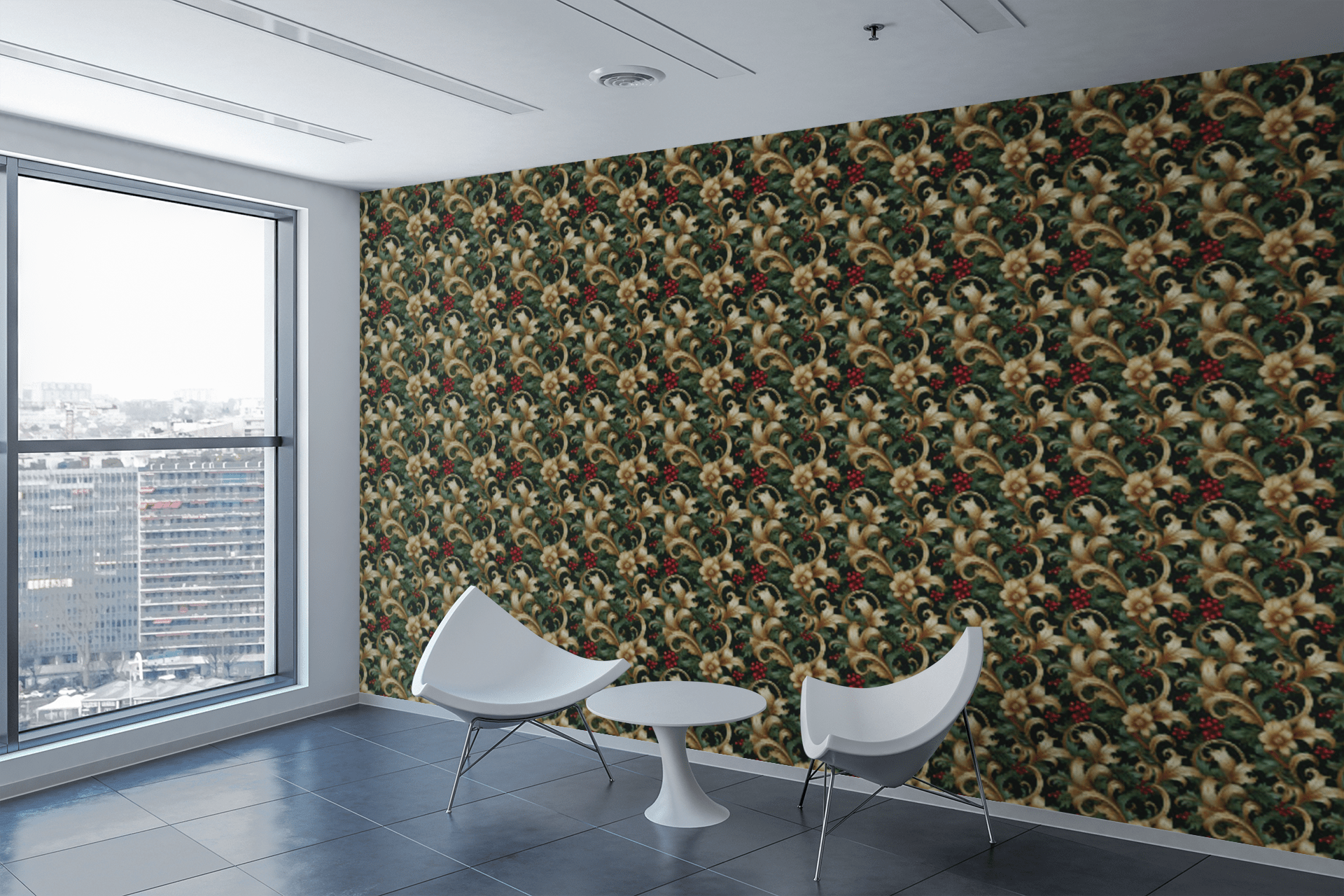 Baroque Evergreen Wallpaper Peel and Stick Wallpaper | Accent Haus