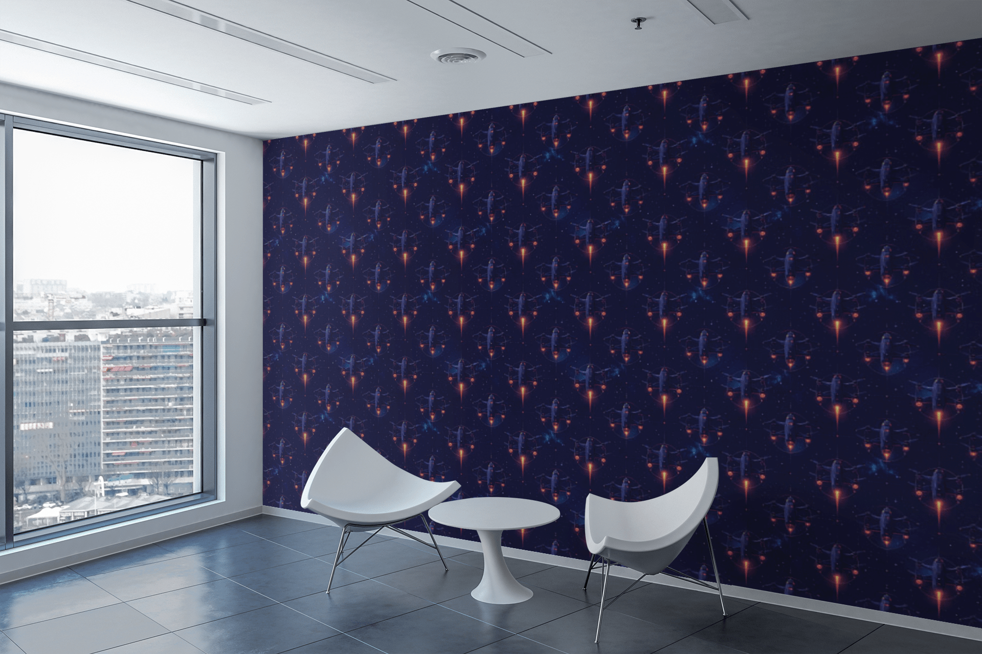 Stellar Drone Swarm Field Wallpaper Peel and Stick Wallpaper | Accent Haus