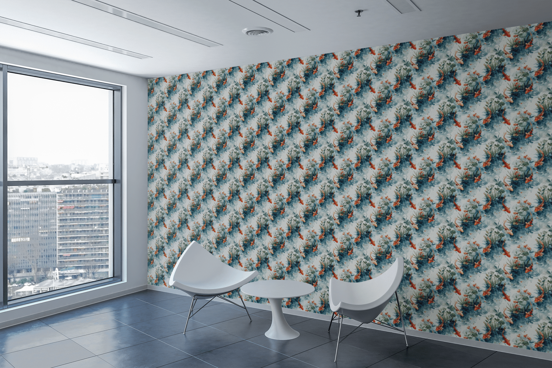 Dancing Koi Streams Wallpaper Peel and Stick Wallpaper | Accent Haus