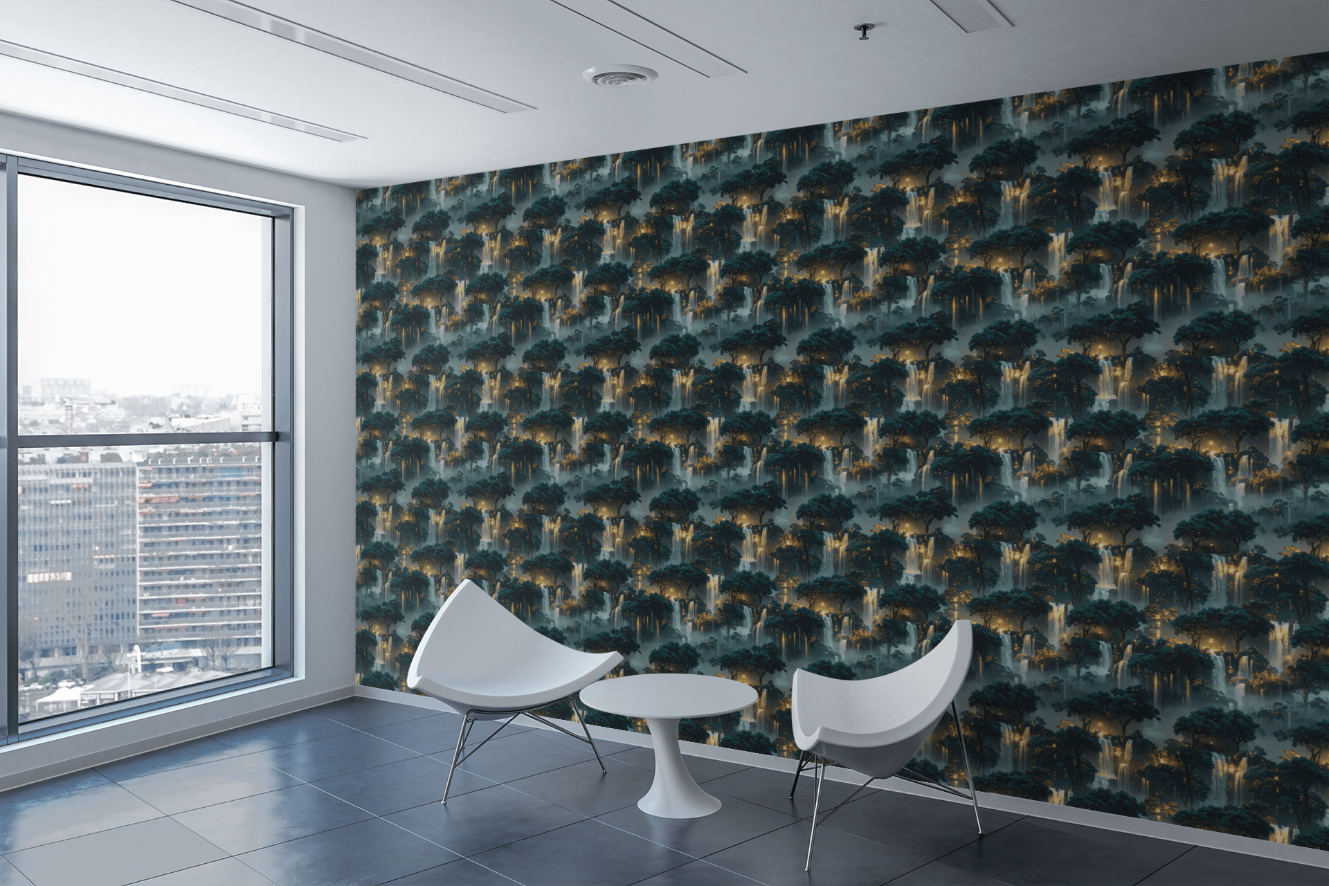 Lantern Grove Waterfall Wallpaper Peel and Stick Wallpaper | Accent Haus