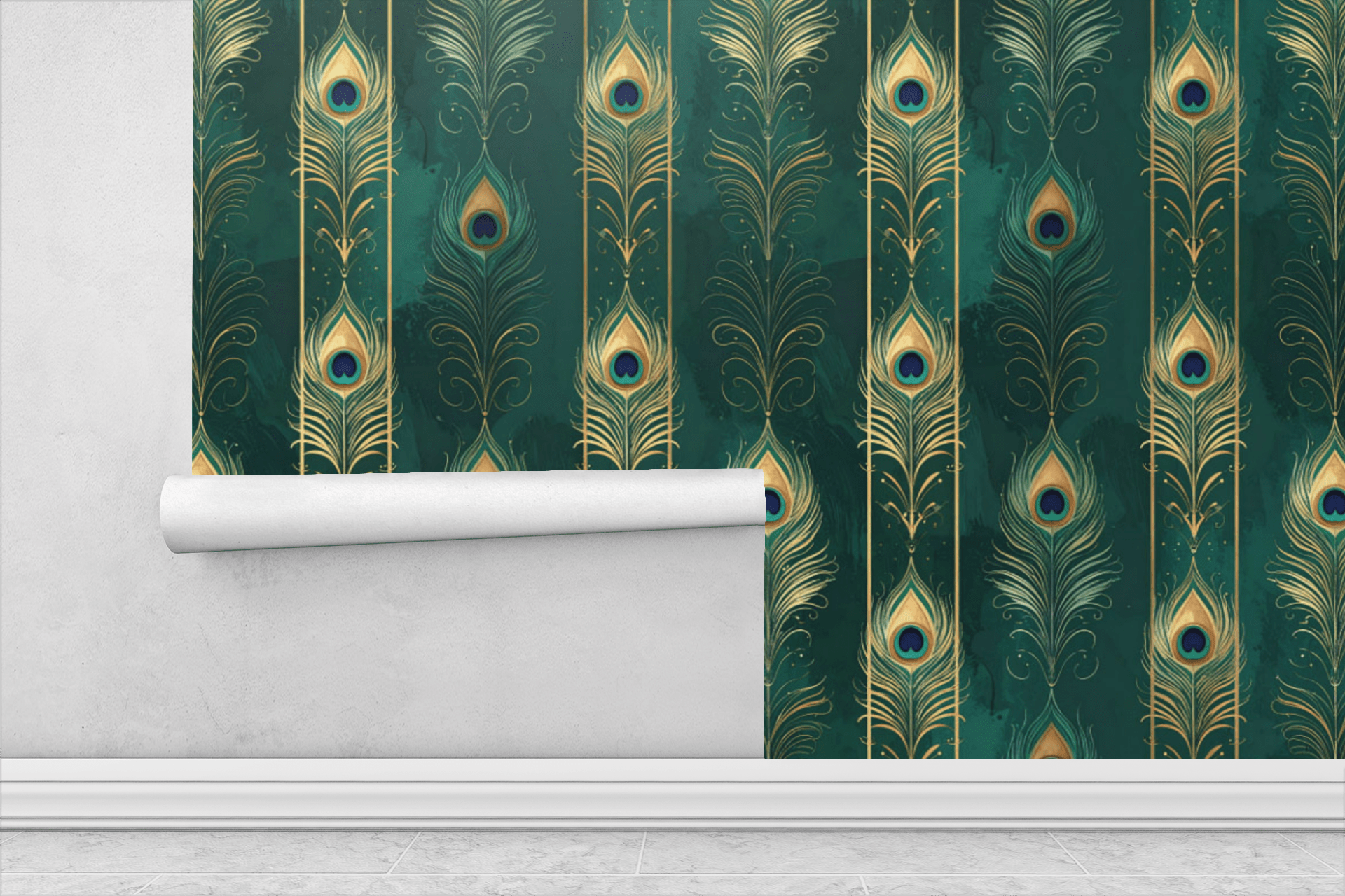 Peacock Plume Symphony Wallpaper Peel and Stick Wallpaper | Accent Haus