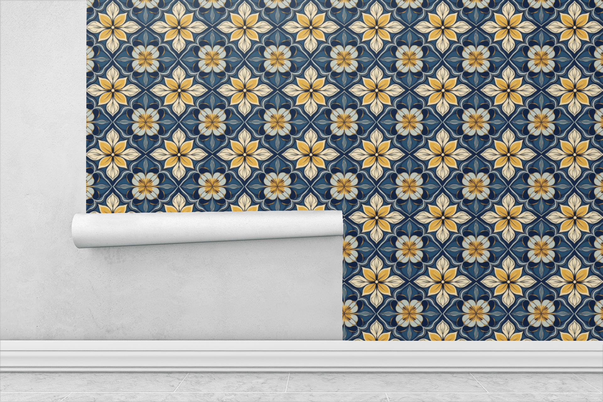 Azure Artisan Tile Wallpaper Peel and Stick Wallpaper | Accent Haus