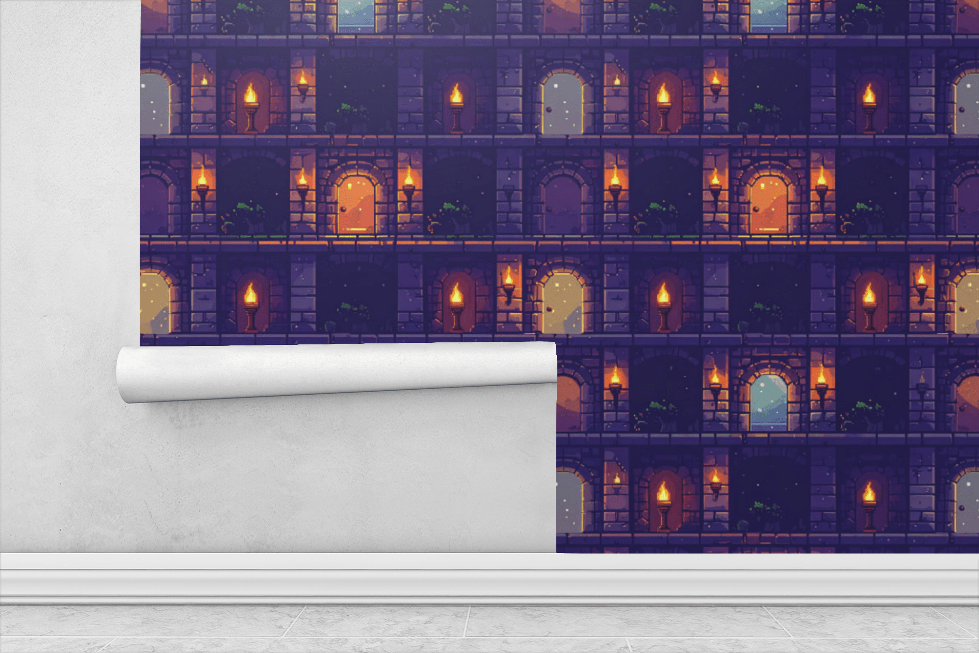 Dungeon Pixel Depths Wallpaper Peel and Stick Wallpaper | Accent Haus