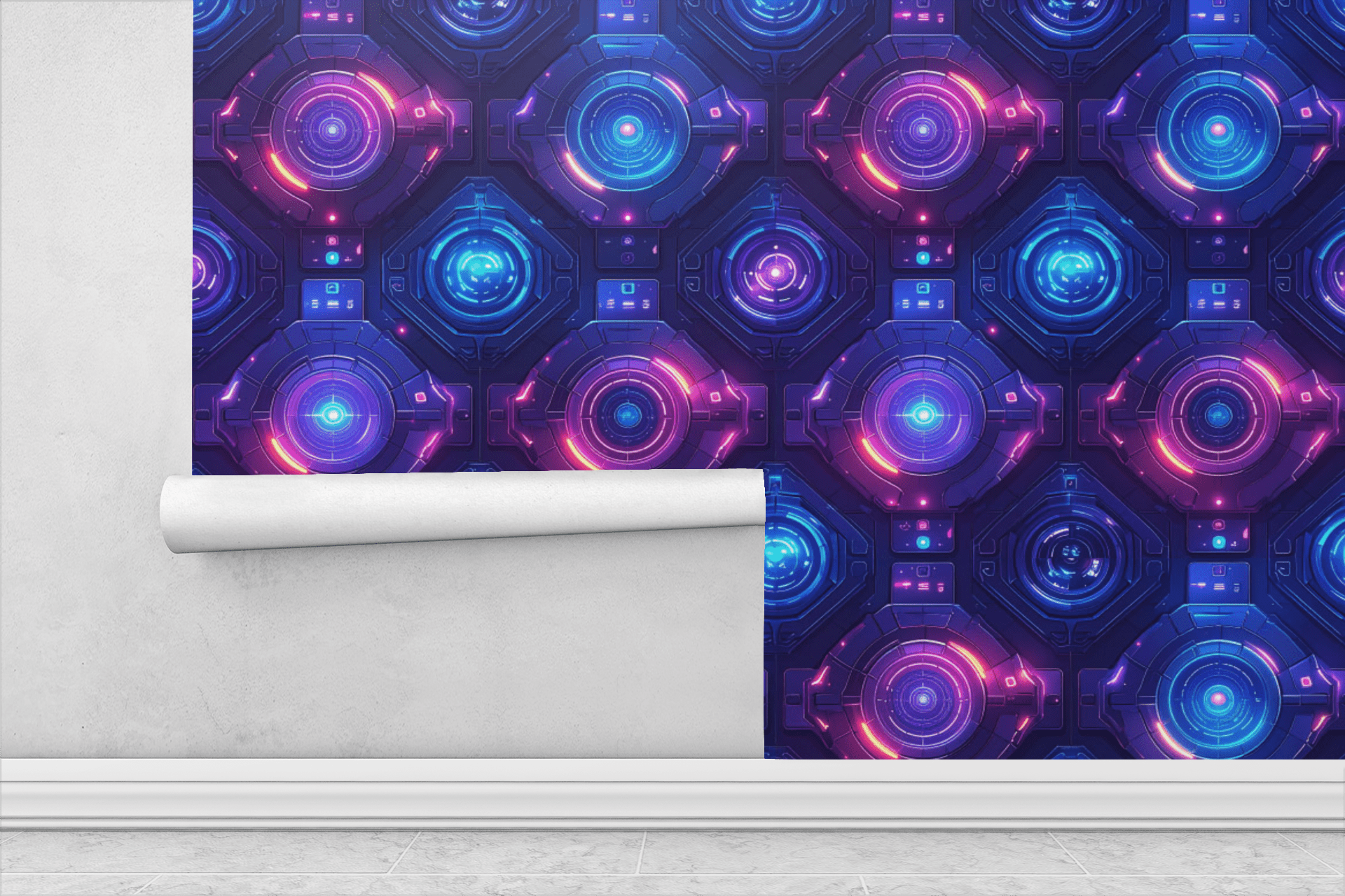 Cyber Spaceship UI Tech Wallpaper Peel and Stick Wallpaper | Accent Haus