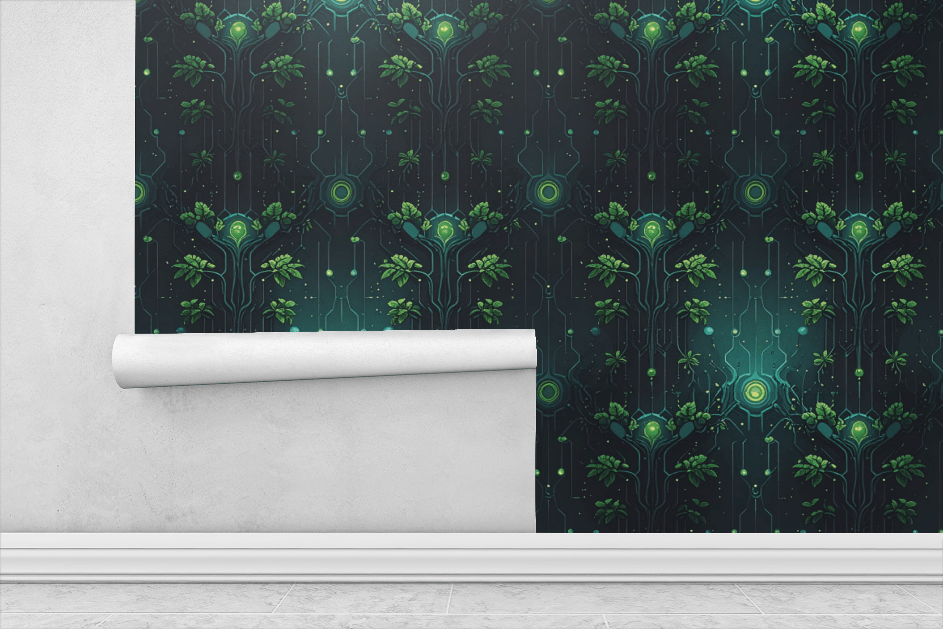 Pixel Circuit Garden Wallpaper Peel and Stick Wallpaper | Accent Haus