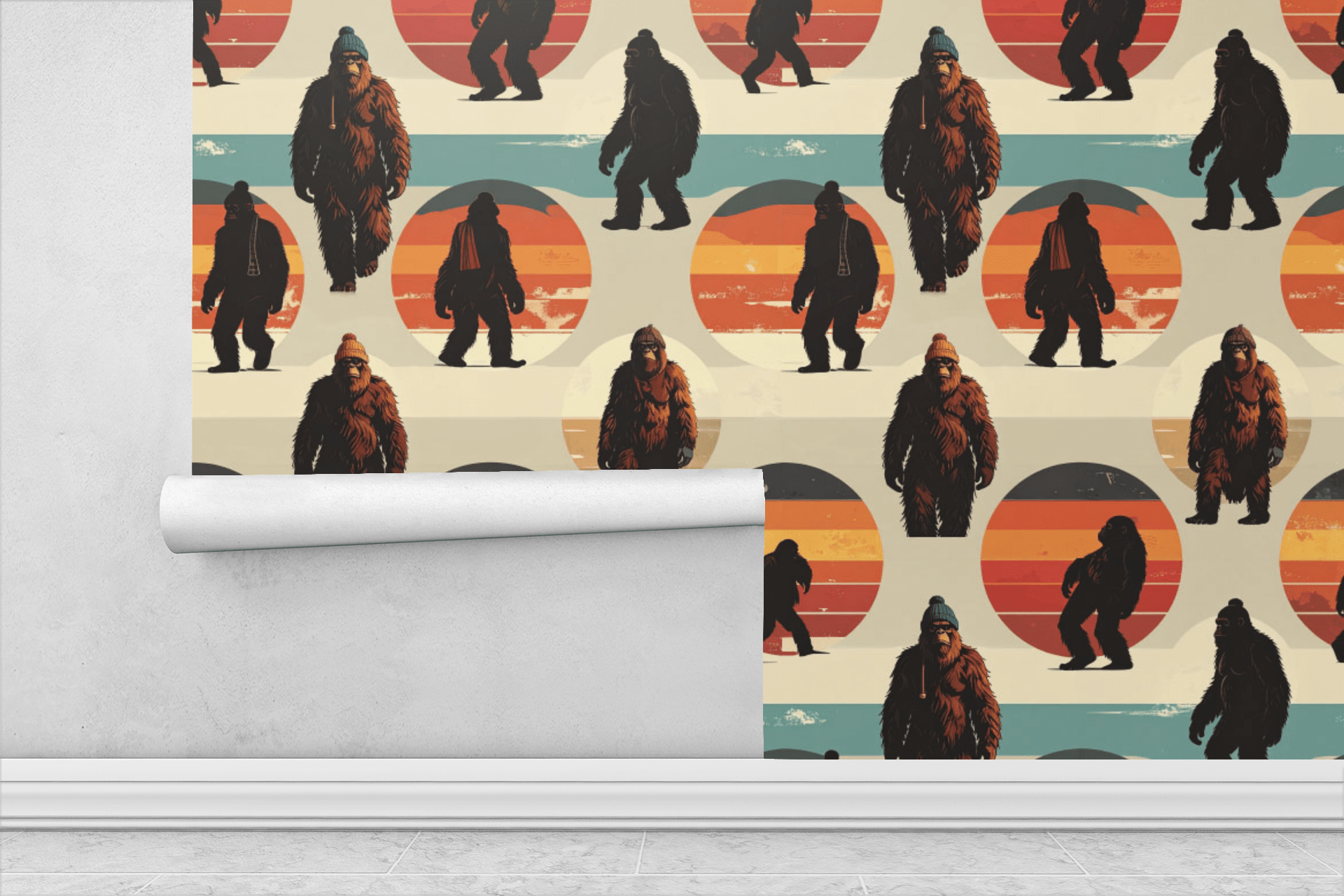 Bigfoot Sunset Stripe Wallpaper Peel and Stick Wallpaper | Accent Haus