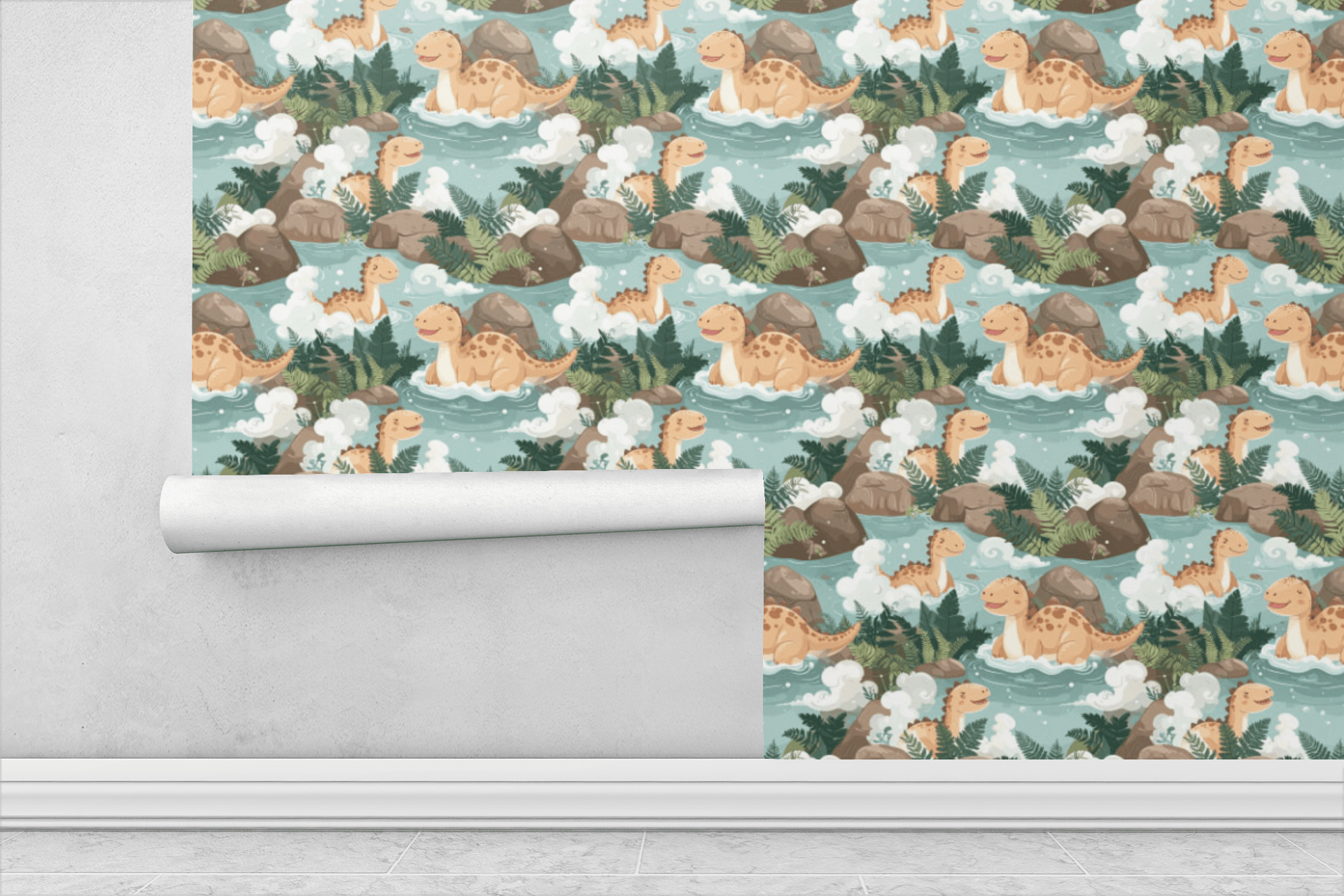 Dinosaur Hot Spring Valley Wallpaper Peel and Stick Wallpaper | Accent Haus