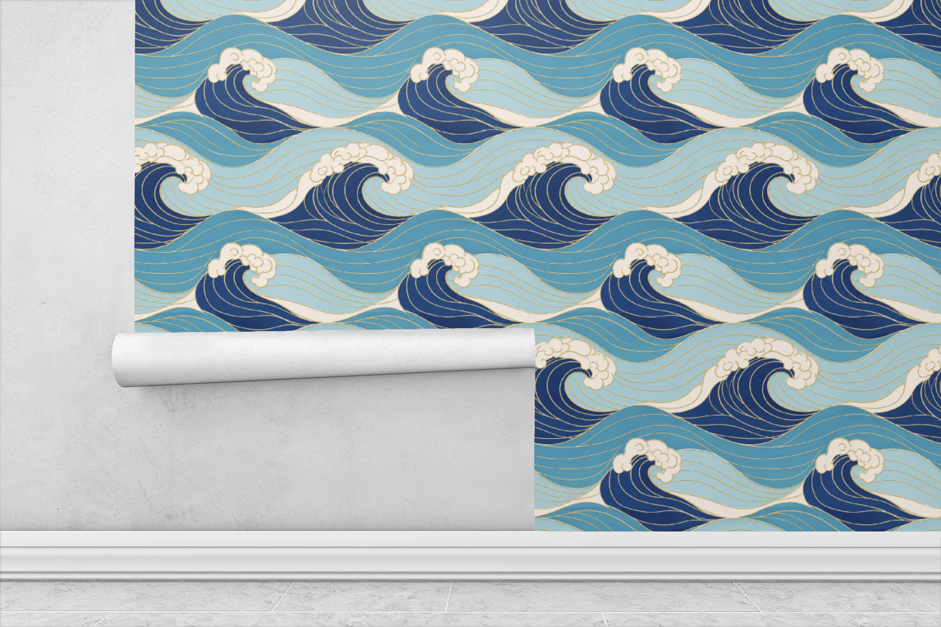 Ocean Wave Line Art Wallpaper Peel and Stick Wallpaper | Accent Haus