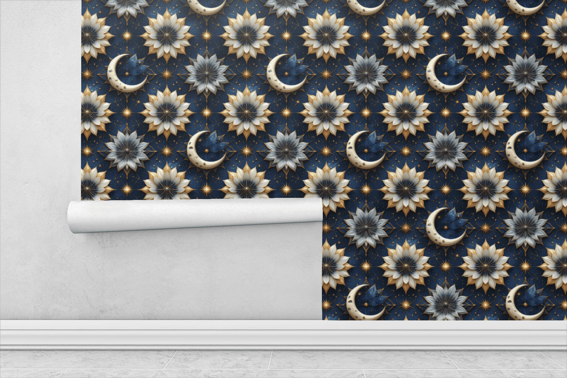 Celestial Garden Moon Wallpaper Peel and Stick Wallpaper | Accent Haus