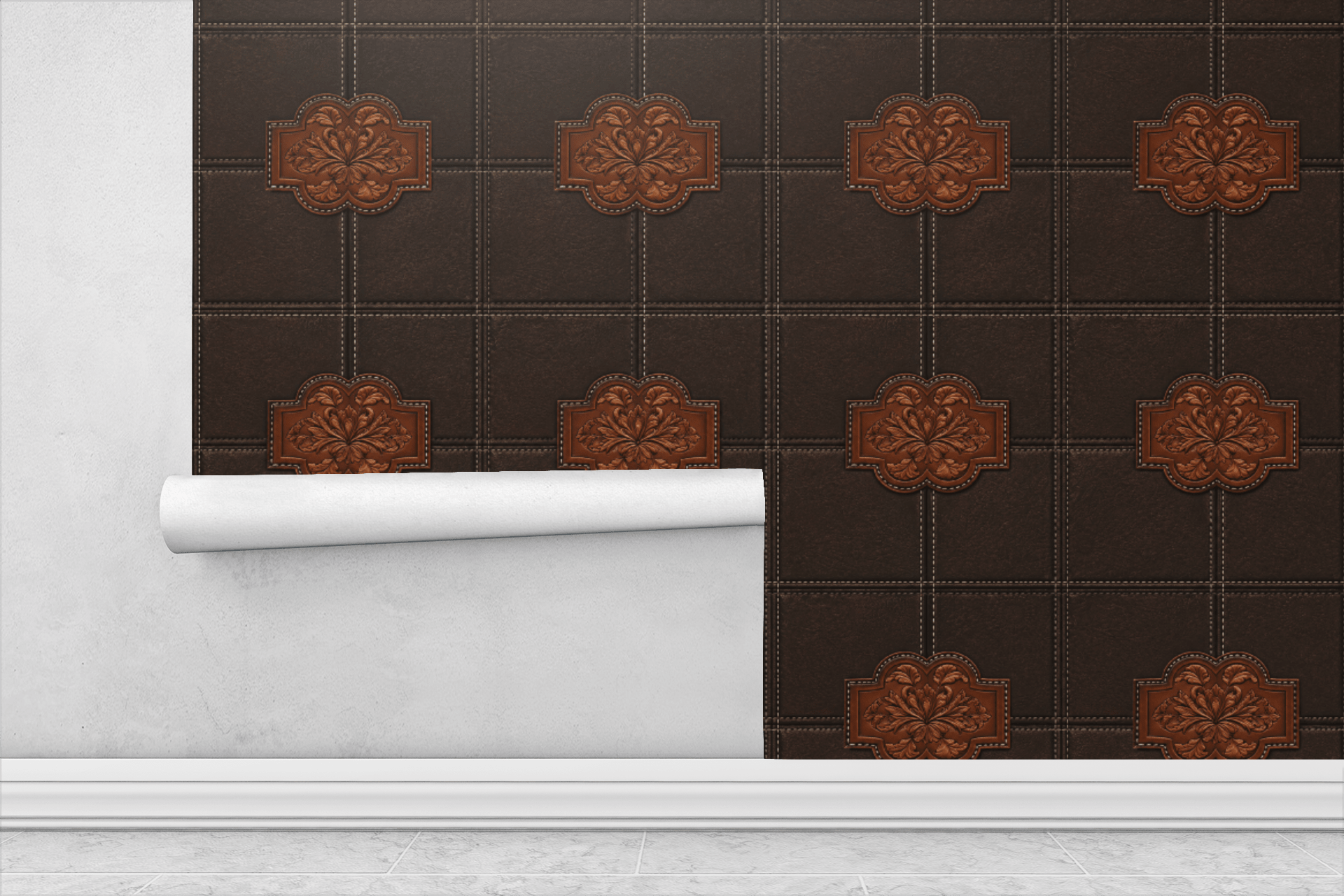 Leather Panel Espresso Wallpaper Peel and Stick Wallpaper | Accent Haus