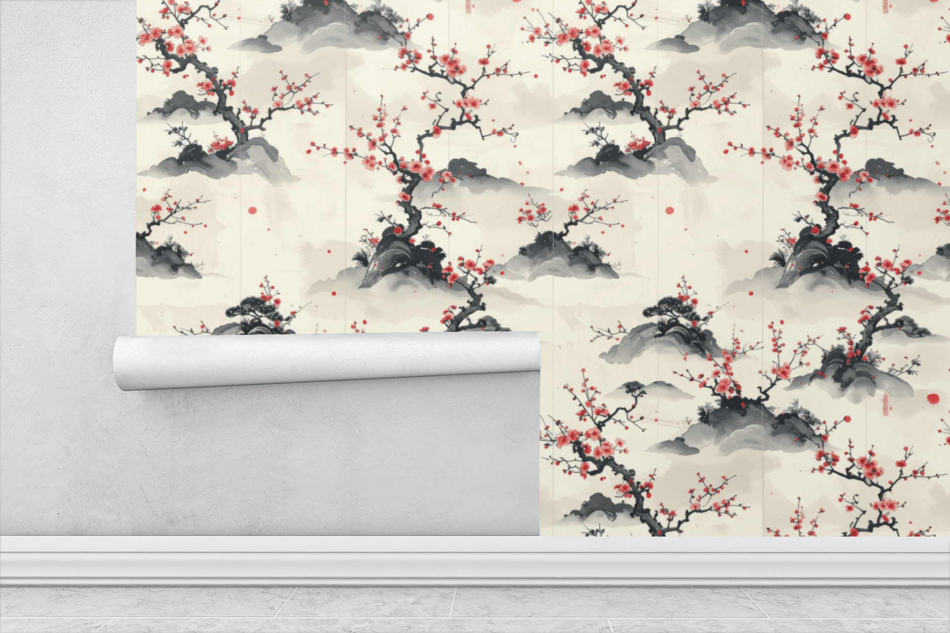 Japanese Ink Garden Wallpaper Peel and Stick Wallpaper | Accent Haus