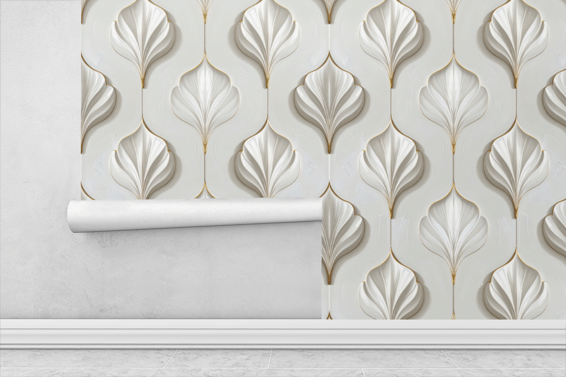 Floating Porcelain Petals Wallpaper Peel and Stick Wallpaper | Accent Haus