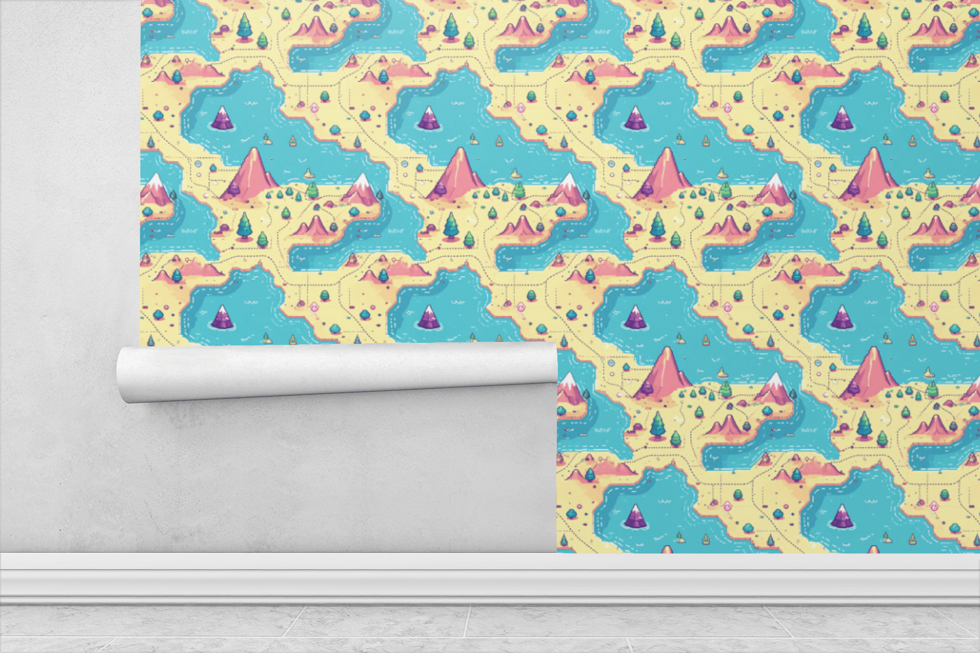 Retro Adventure Map Wallpaper Peel and Stick Wallpaper | Accent Haus