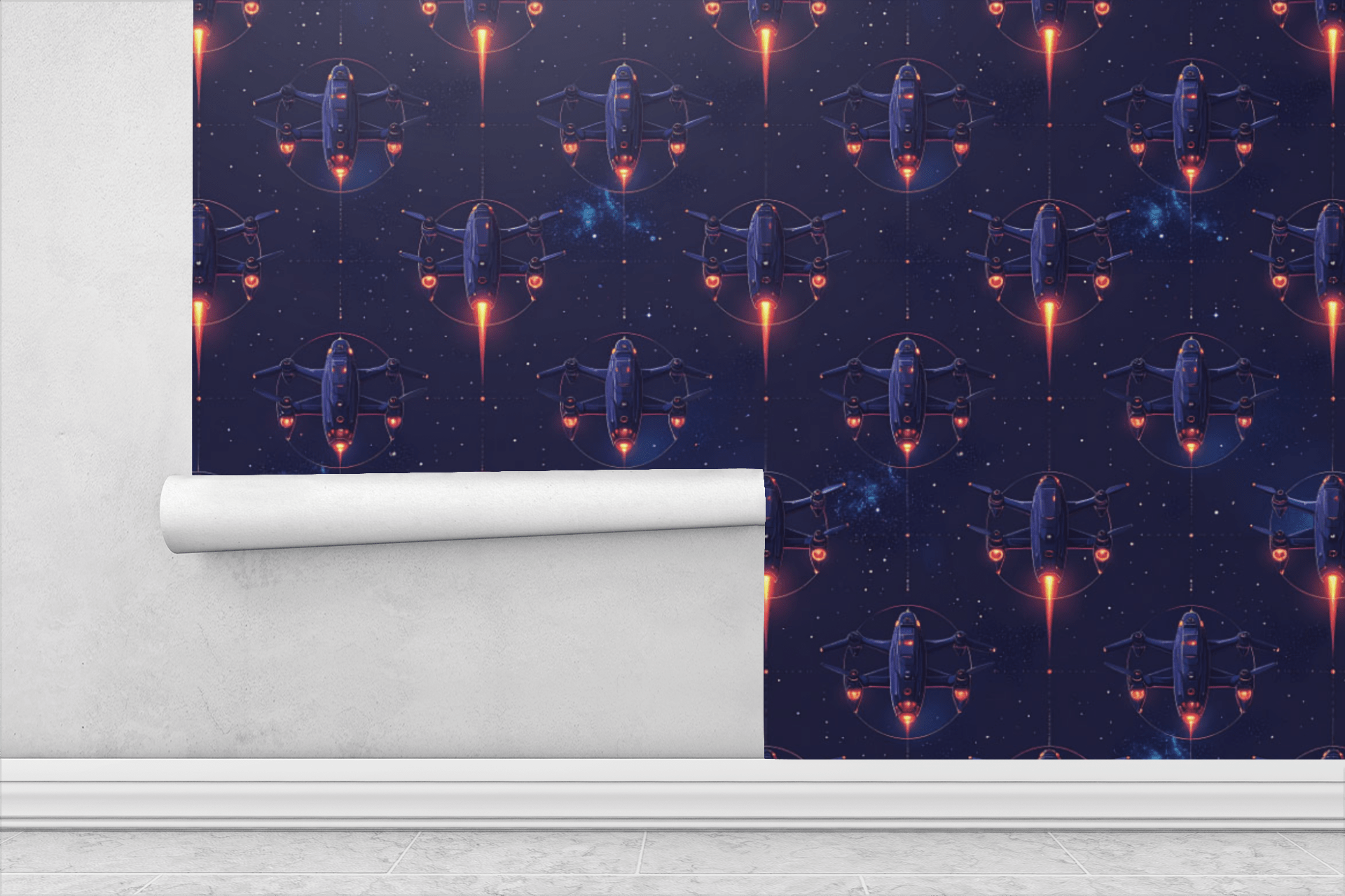 Stellar Drone Swarm Field Wallpaper Peel and Stick Wallpaper | Accent Haus