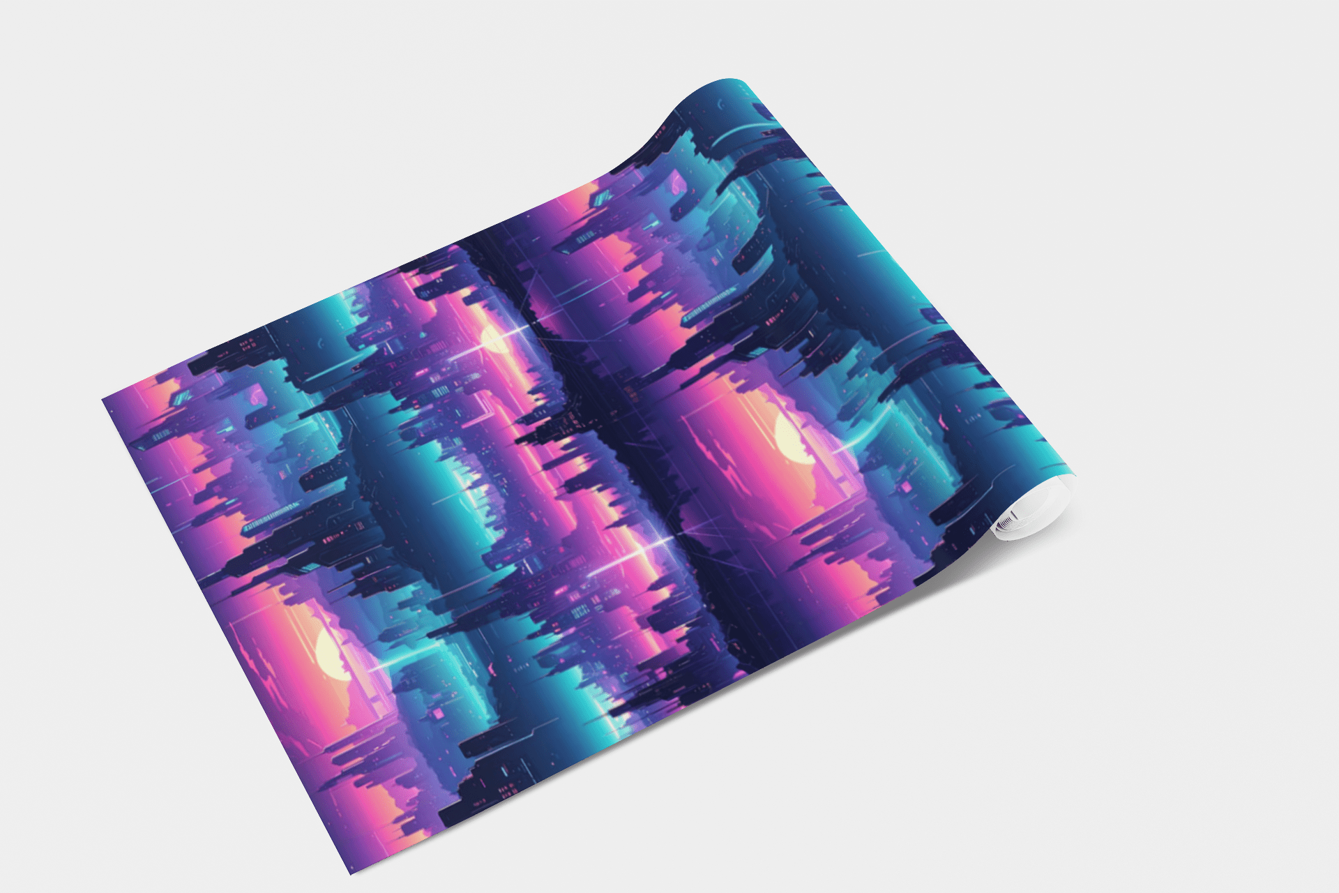 Cyber Space City Grid Wallpaper Peel and Stick Wallpaper | Accent Haus