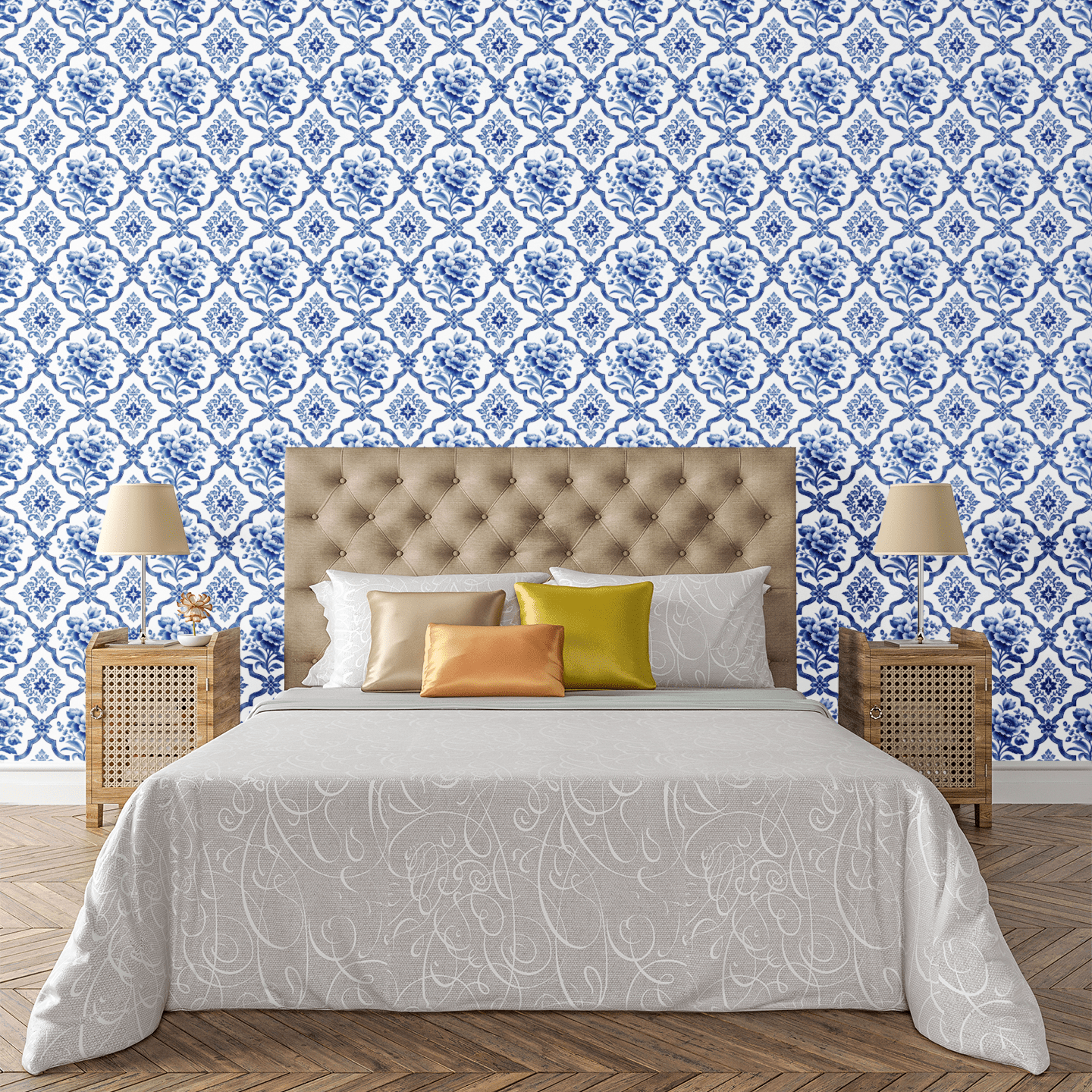 Blue Willow Trellis Wallpaper Peel and Stick Wallpaper | Accent Haus