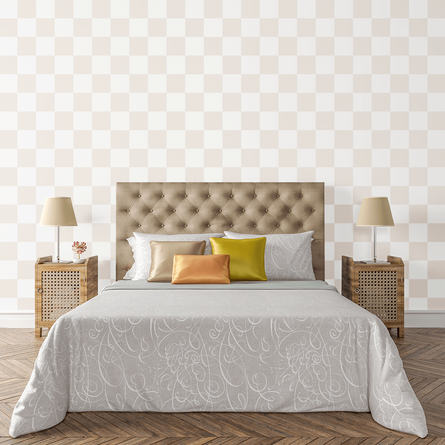 Neutral Checker Revival Wallpaper Peel and Stick Wallpaper | Accent Haus