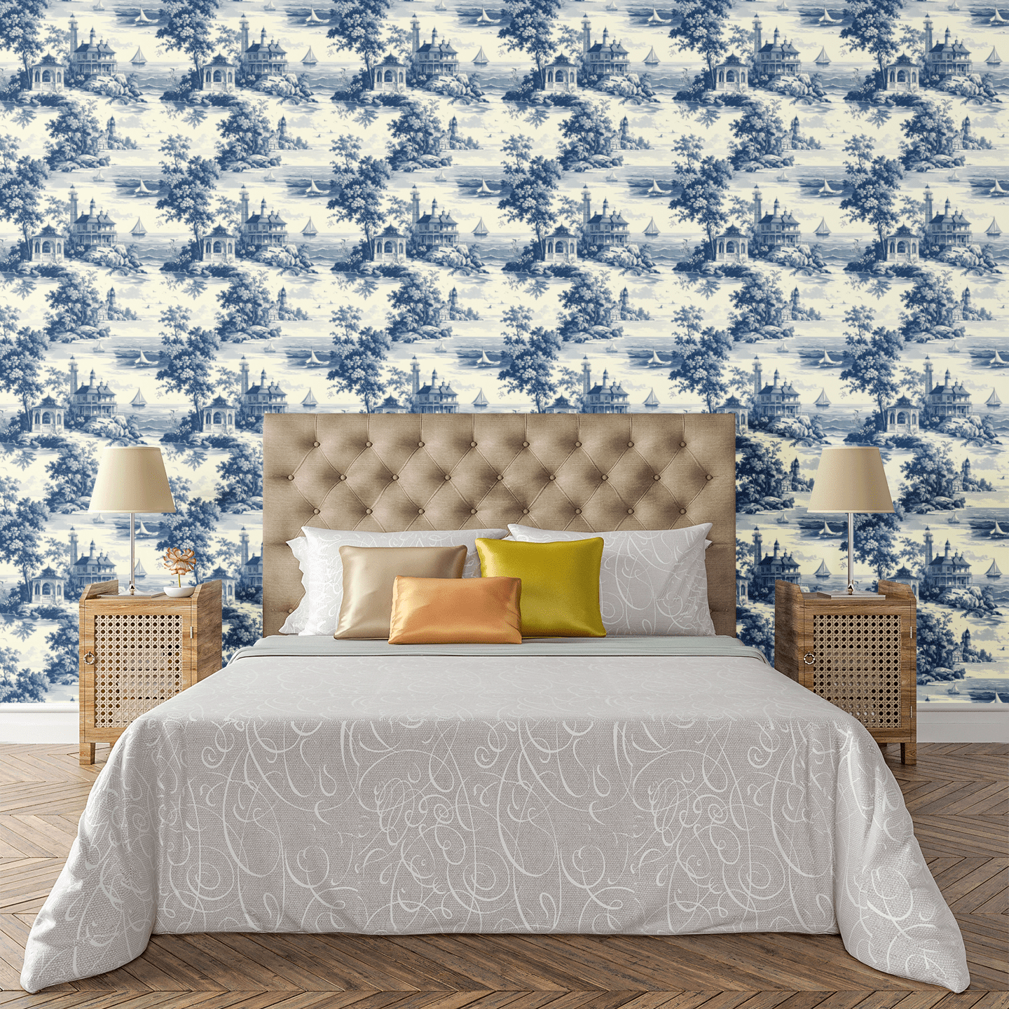 Antique Seaside Resort Wallpaper Peel and Stick Wallpaper | Accent Haus