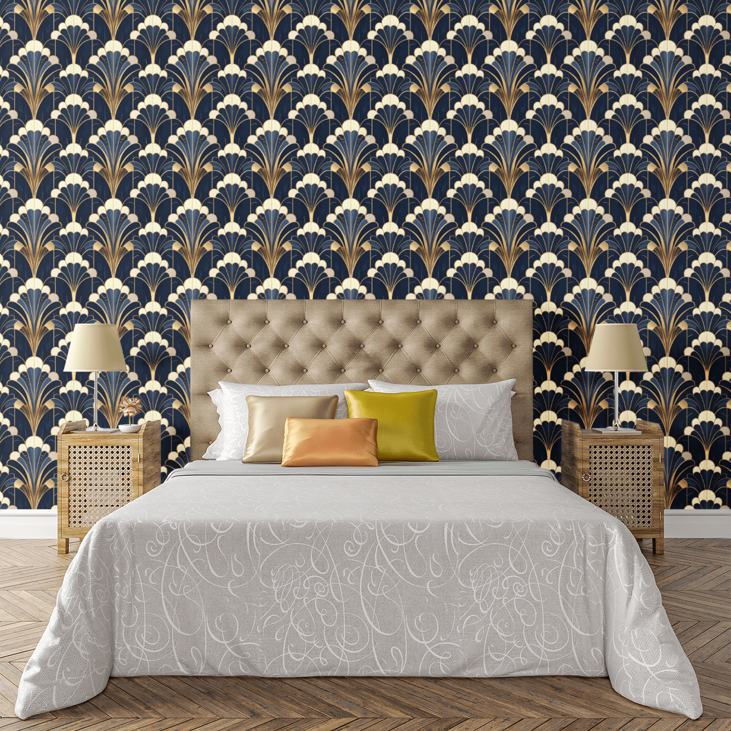Art Deco Fan Bloom Wallpaper Peel and Stick Wallpaper | Accent Haus