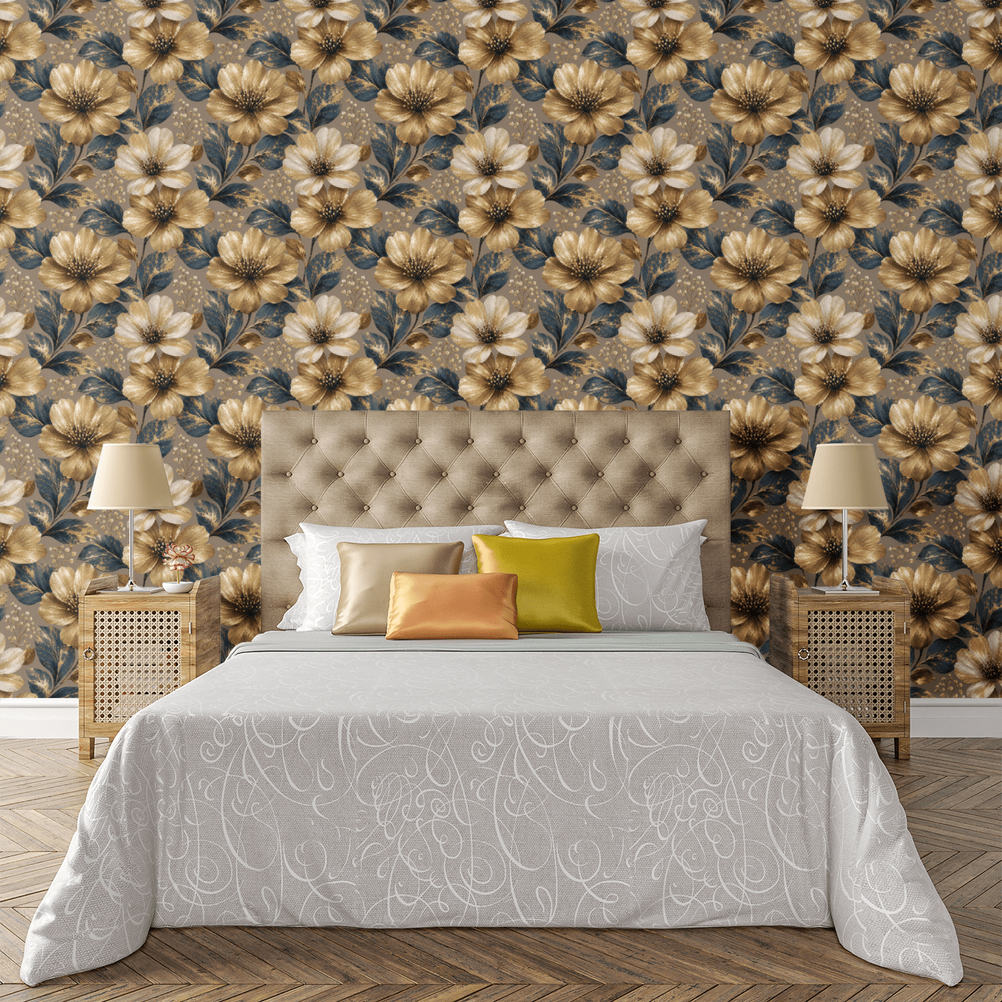 Bronze Bloom Wallpaper Peel and Stick Wallpaper | Accent Haus