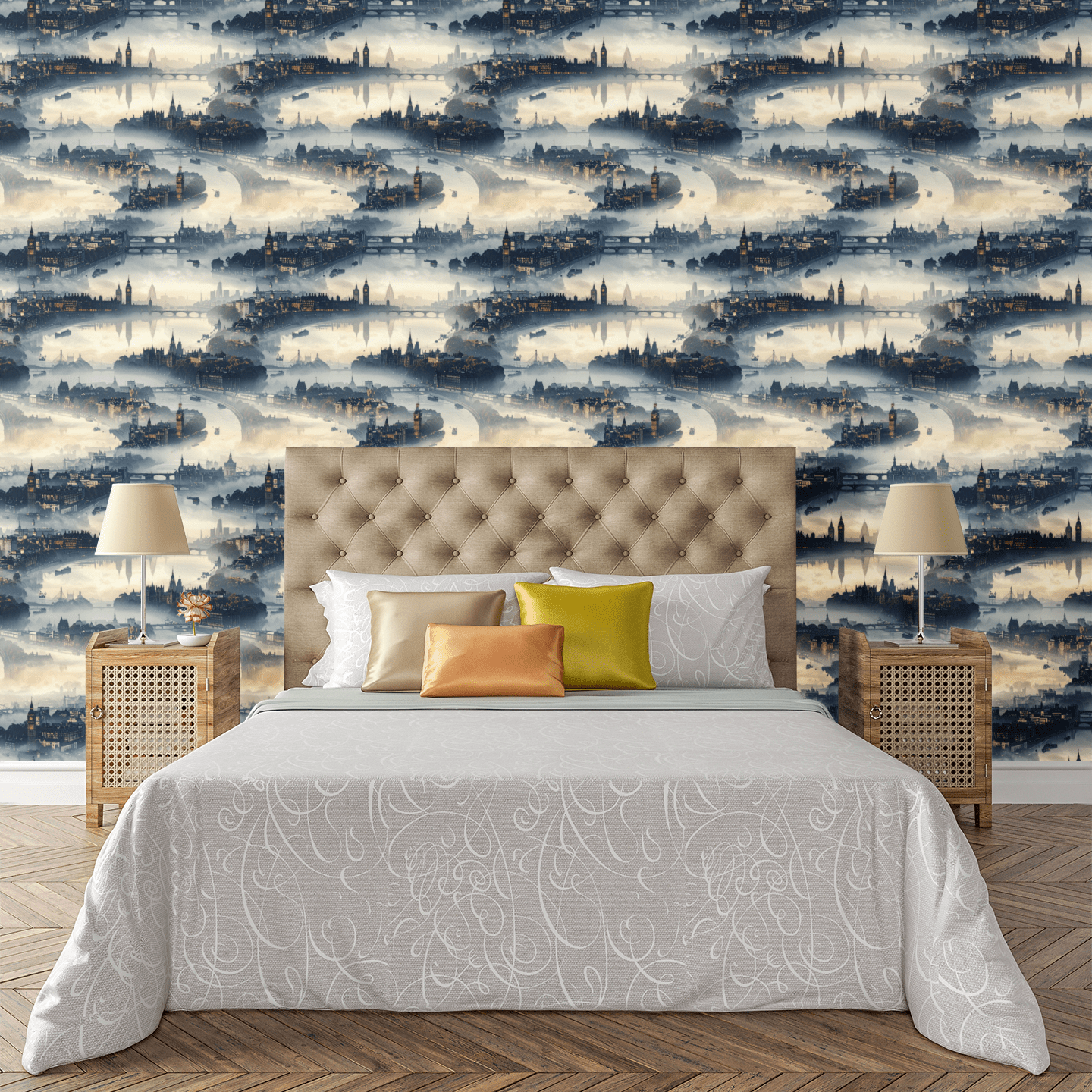 London Heraldic Map Spires Wallpaper Peel and Stick Wallpaper | Accent Haus