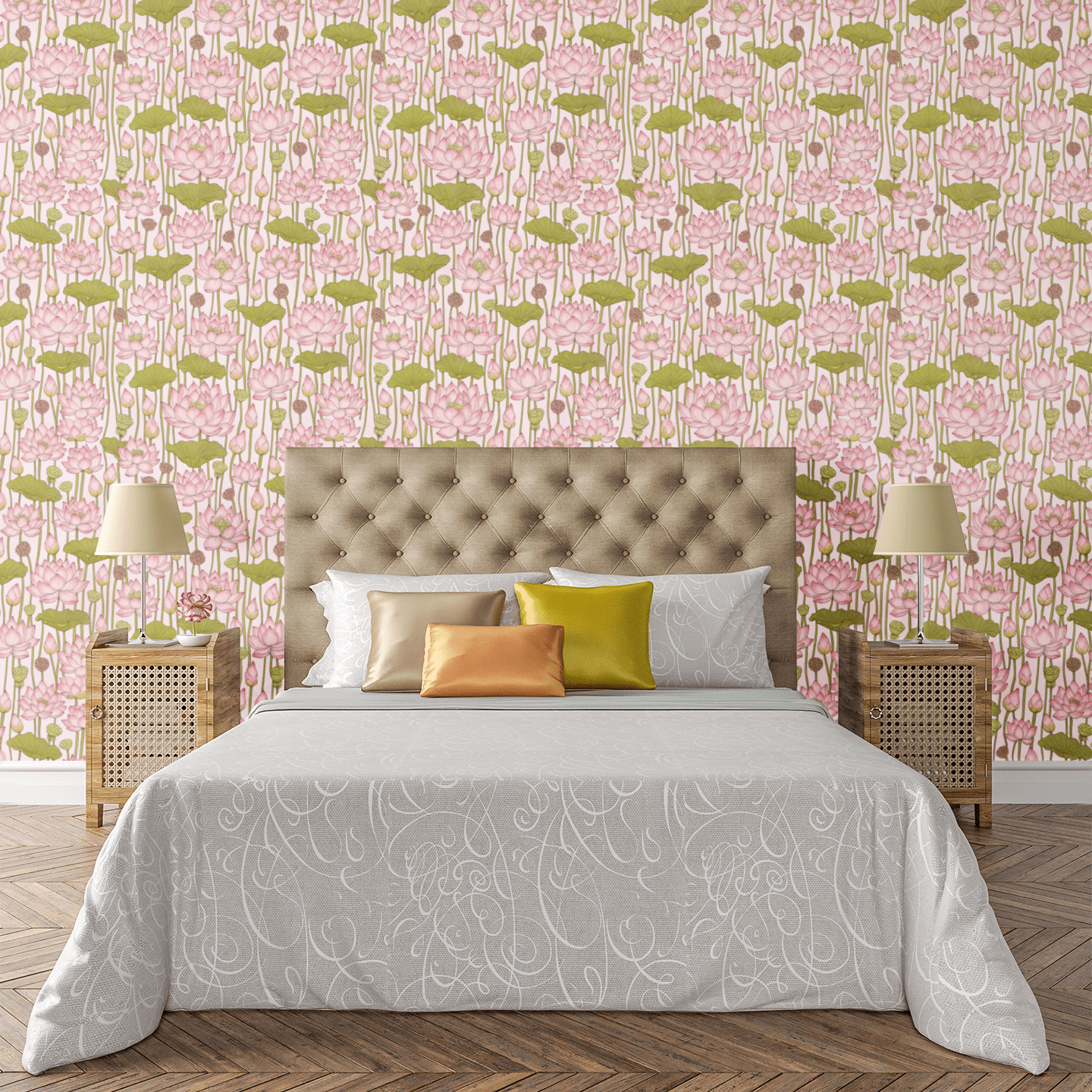 Lotus Bloom Wallpaper Peel and Stick Wallpaper | Accent Haus