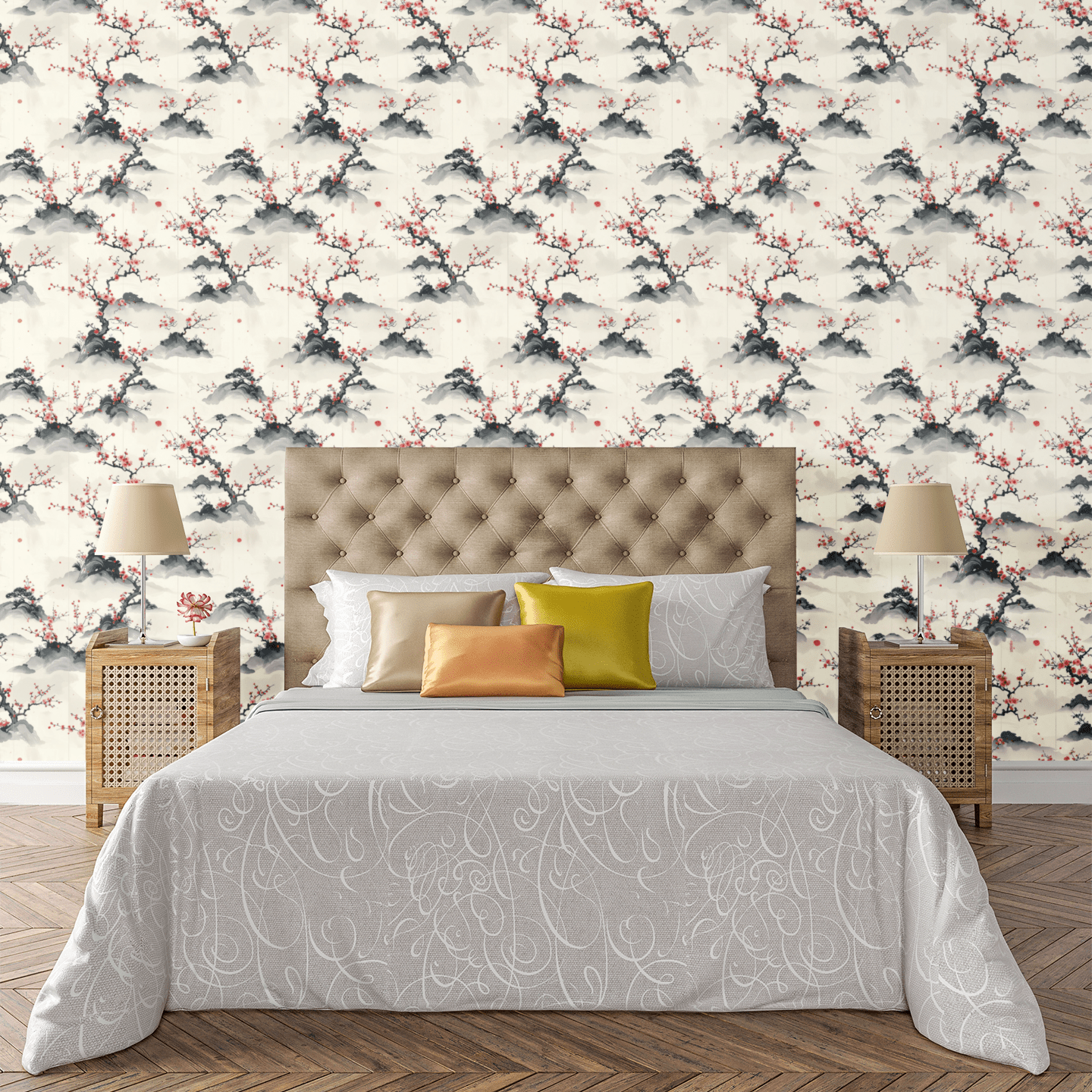 Japanese Ink Garden Wallpaper Peel and Stick Wallpaper | Accent Haus