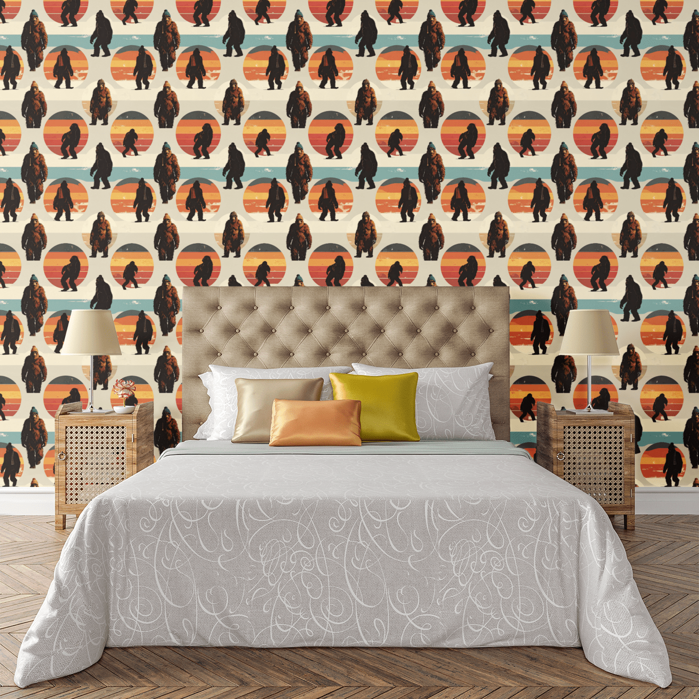 Bigfoot Sunset Stripe Wallpaper Peel and Stick Wallpaper | Accent Haus