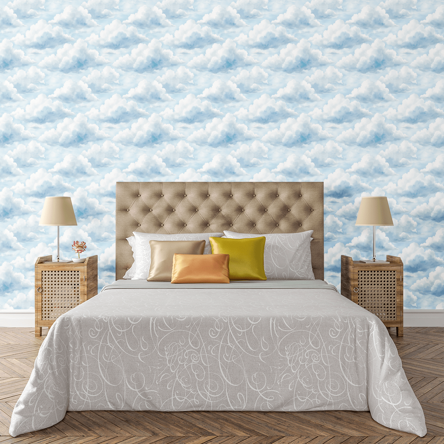 Whimsical Cloud Ceiling Wallpaper Peel and Stick Wallpaper | Accent Haus