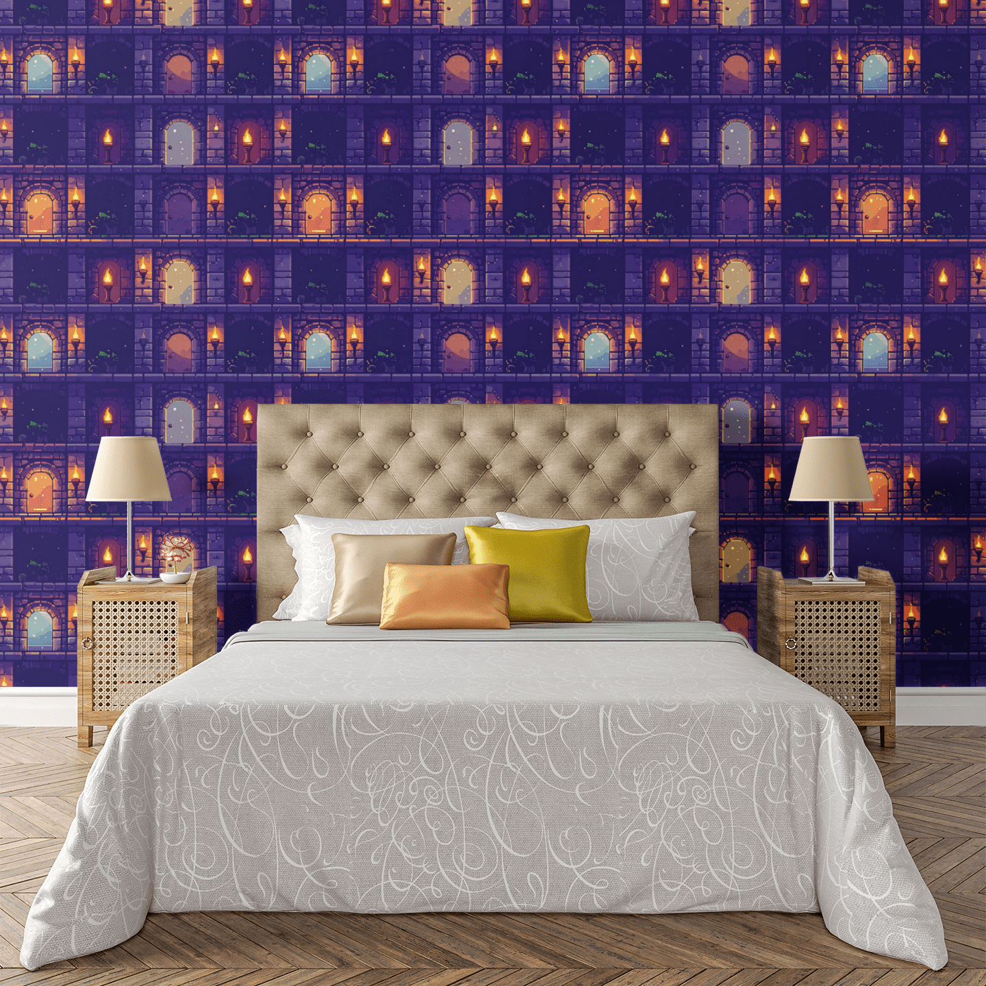 Dungeon Pixel Depths Wallpaper Peel and Stick Wallpaper | Accent Haus