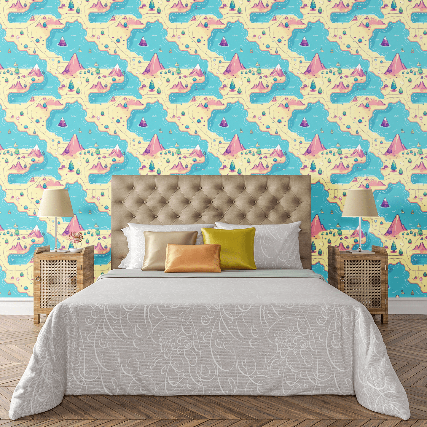 Retro Adventure Map Wallpaper Peel and Stick Wallpaper | Accent Haus