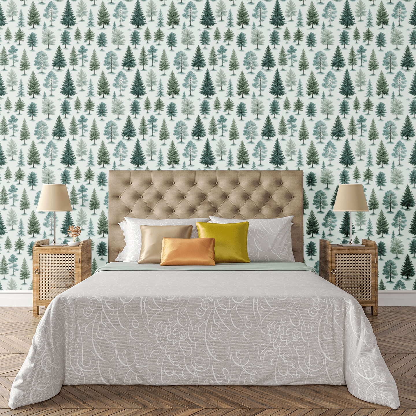 Holiday Pine Forest Wallpaper Peel and Stick Wallpaper | Accent Haus