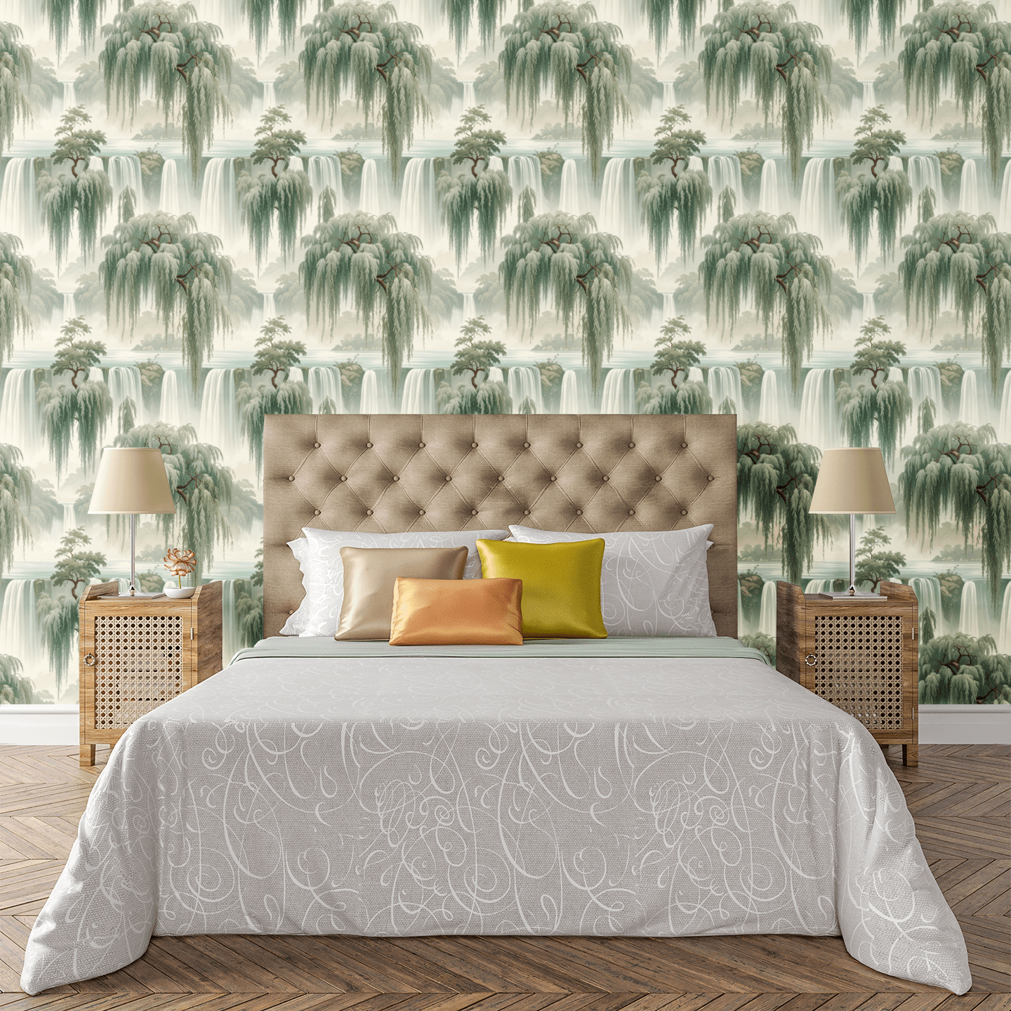 Willow Curtain Waterfall Wallpaper Peel and Stick Wallpaper | Accent Haus