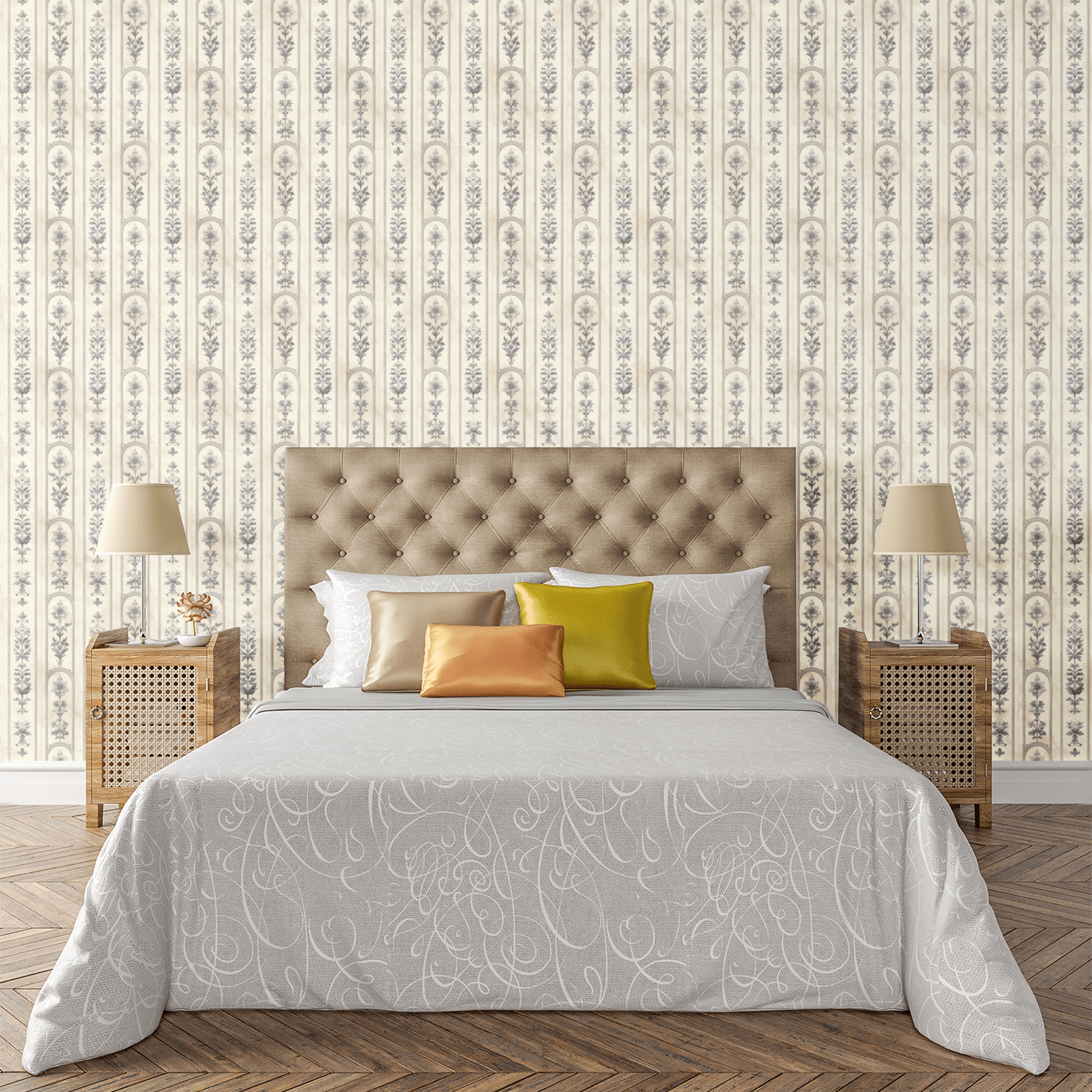 Lacework Botanical Grid Wallpaper Peel and Stick Wallpaper | Accent Haus