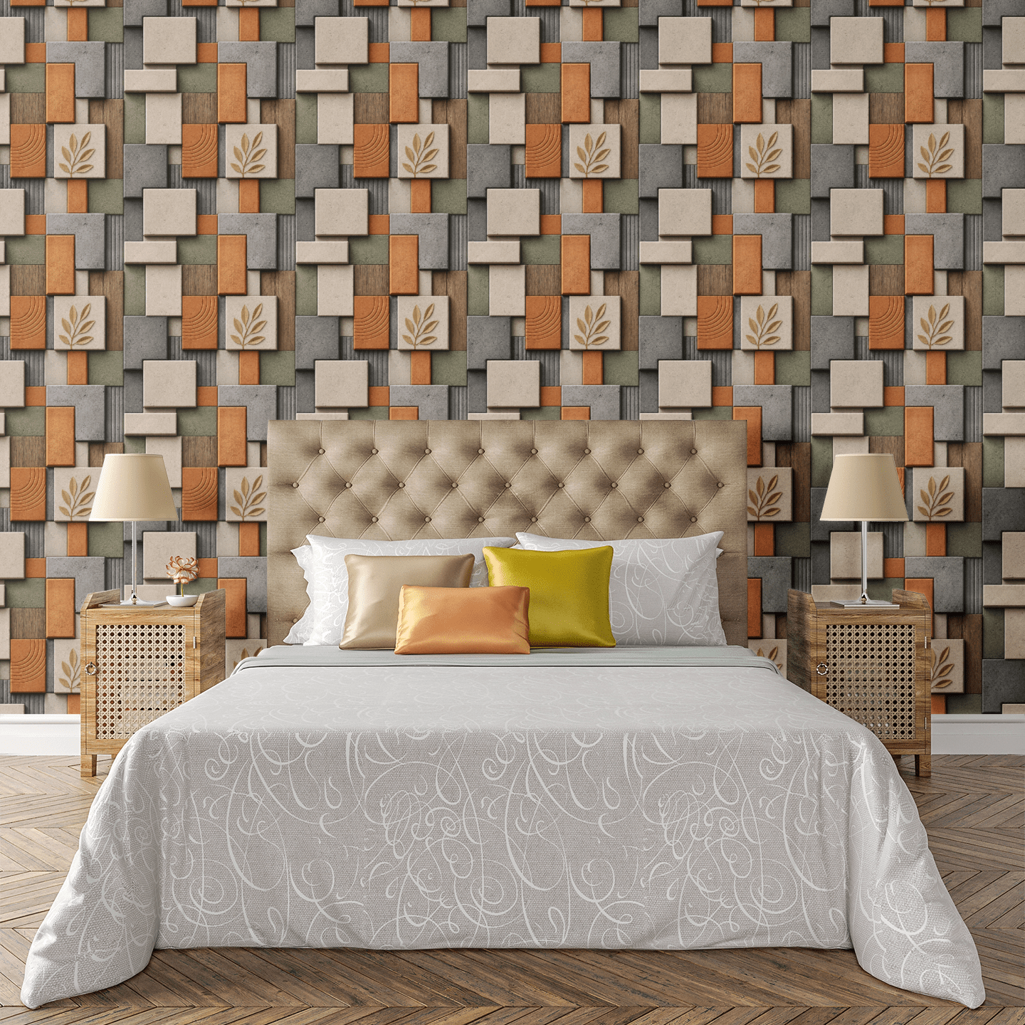 Geometric Shadow Blocks Wallpaper Peel and Stick Wallpaper | Accent Haus